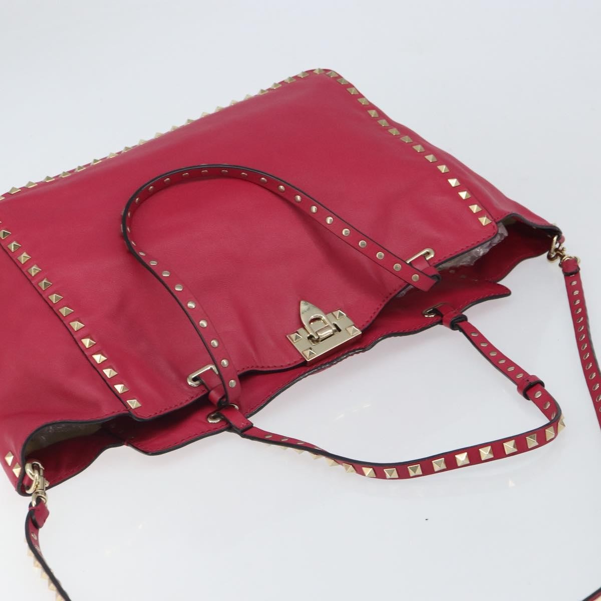 Valentino Garavani Rockstud Tote Soft Leather Pink Leather Tote Bag Bag (Pre-Owned)