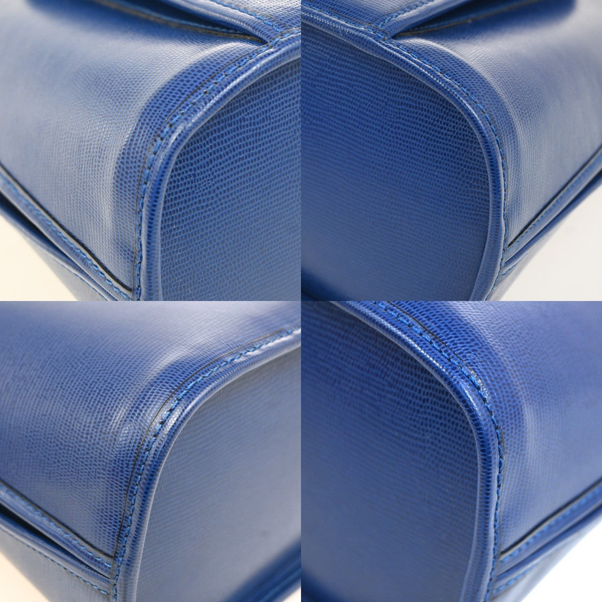 Celine Vintage Circle Logo Leather Blue Leather Handbag (Pre-Owned)