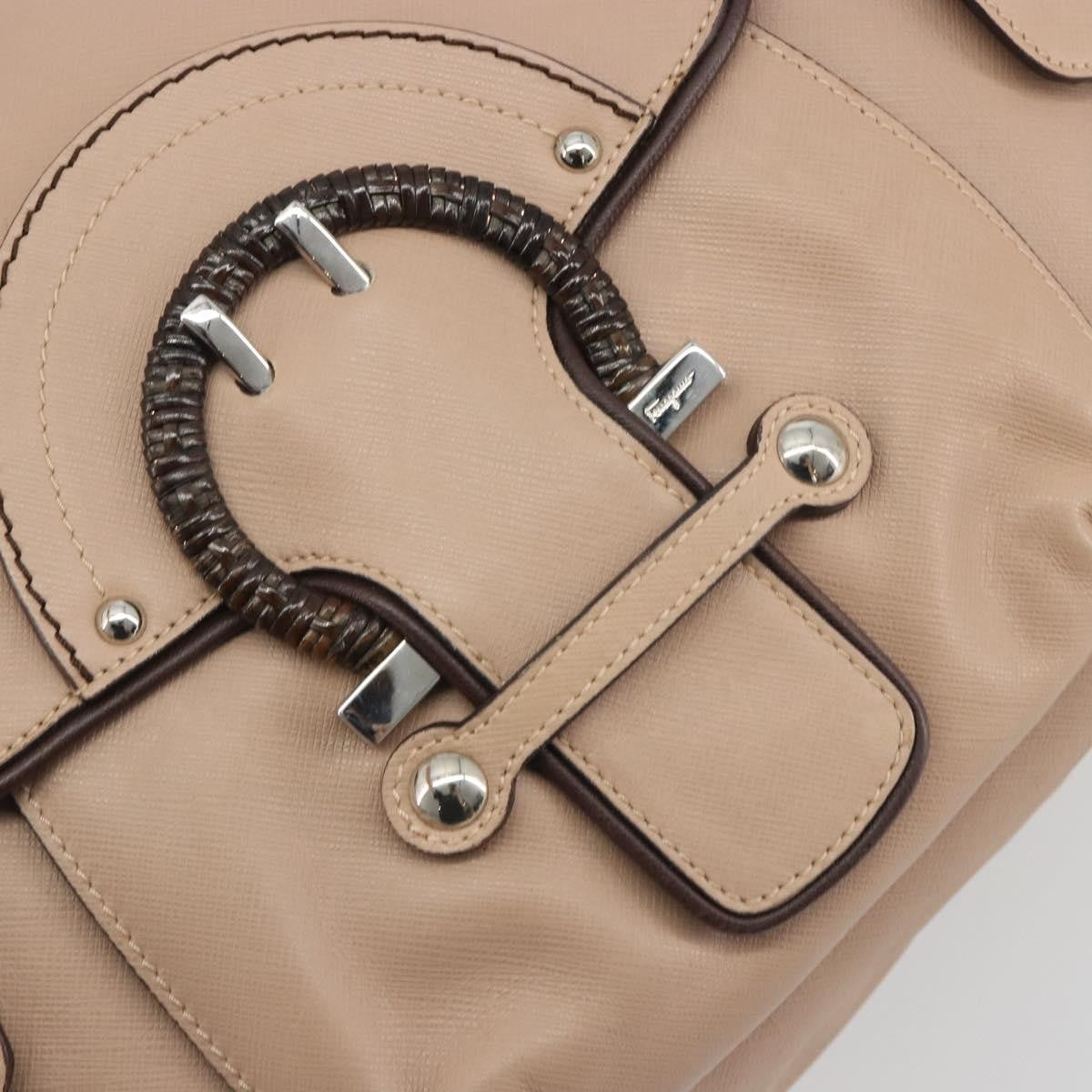 Salvatore Ferragamo Gancini Leather Beige Leather Crossbody Bag Bag (Pre-Owned)