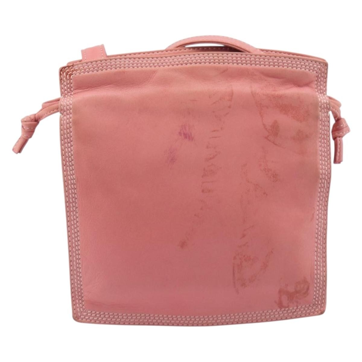 Loewe Shoulder Bag Leather Pink Leather Shoulder Bag Bag (Pre-Owned)