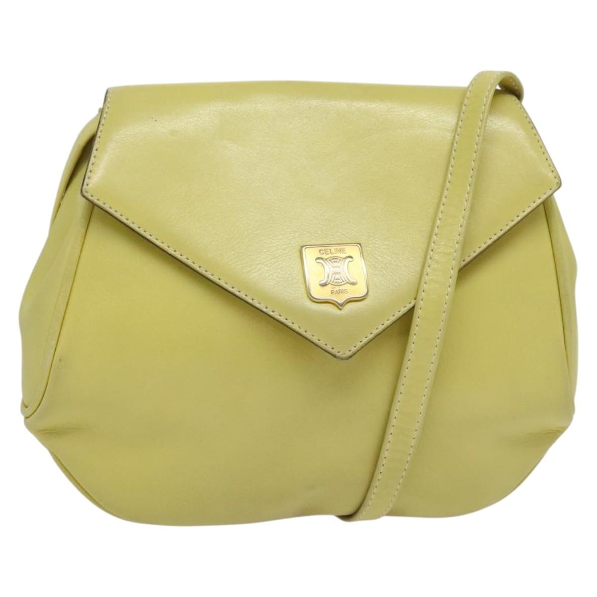 Celine Vintage Leather Yellow Leather Shoulder Bag Bag (Pre-Owned)
