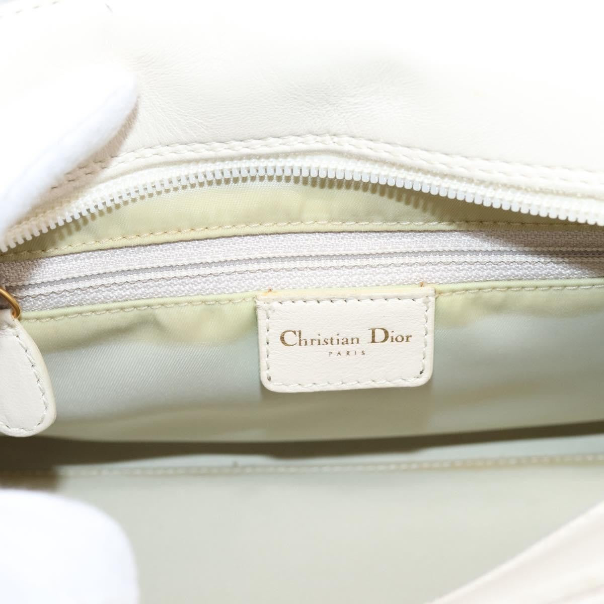 Christian Dior Vintage Leather White Leather Tote Bag Bag (Pre-Owned)
