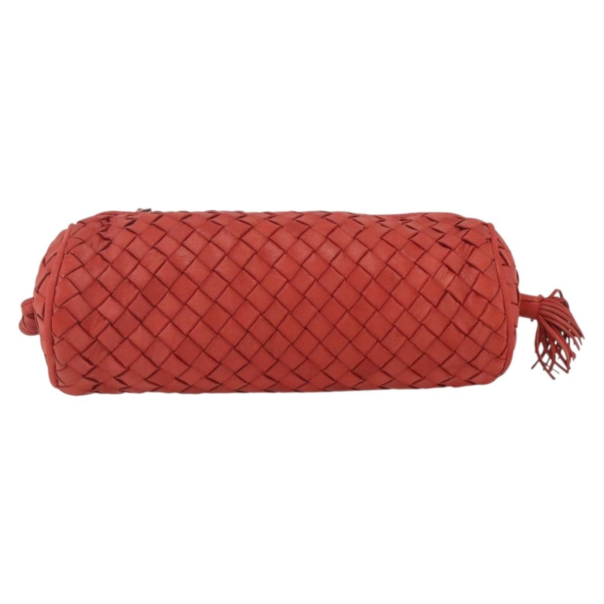 Bottega Veneta Intrecciato Clutch Leather Red Leather Clutche & Pouche Bag (Pre-Owned)