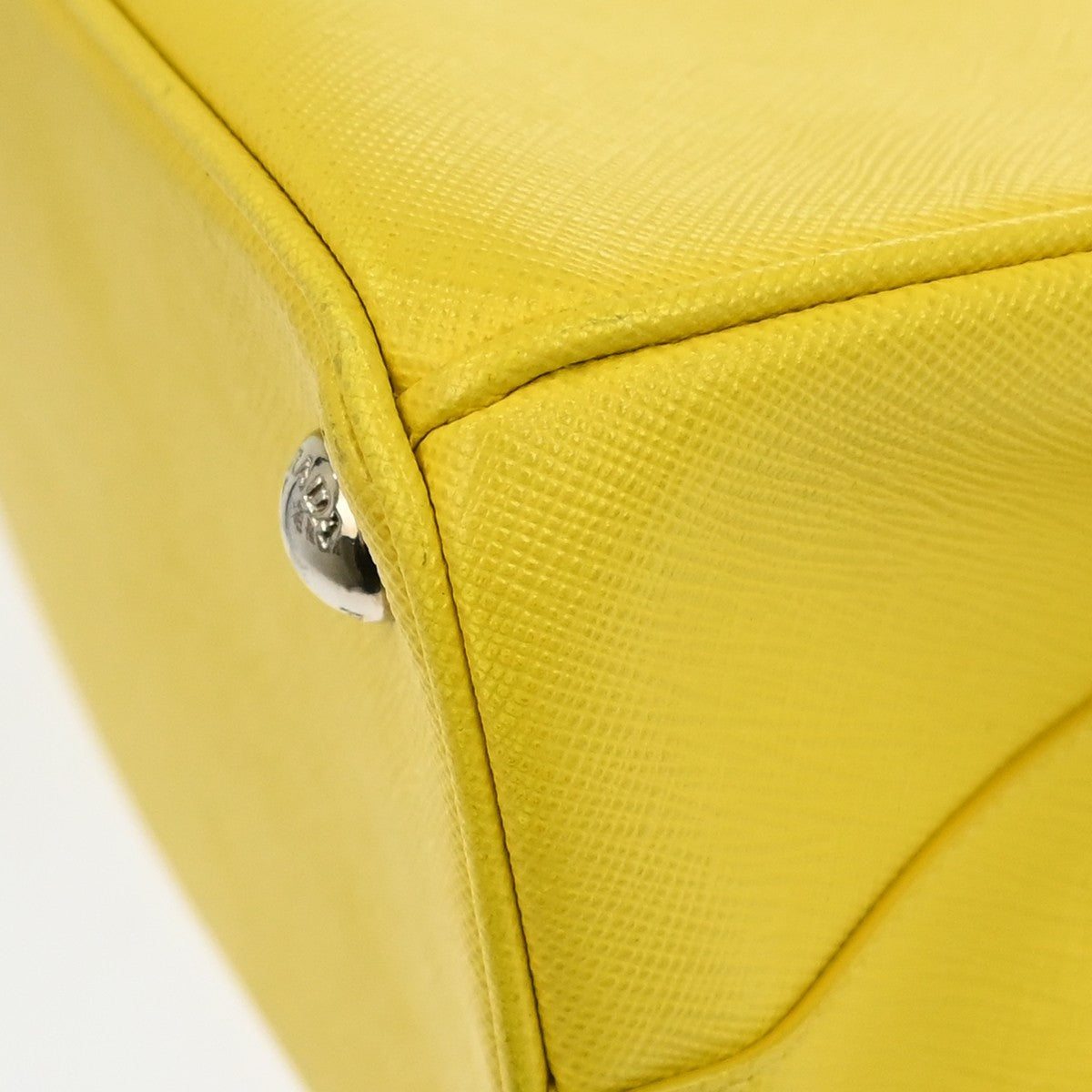 Prada Galleria Double Zip Saffiano Leather Yellow Leather Tote Bag Bag (Pre-Owned)