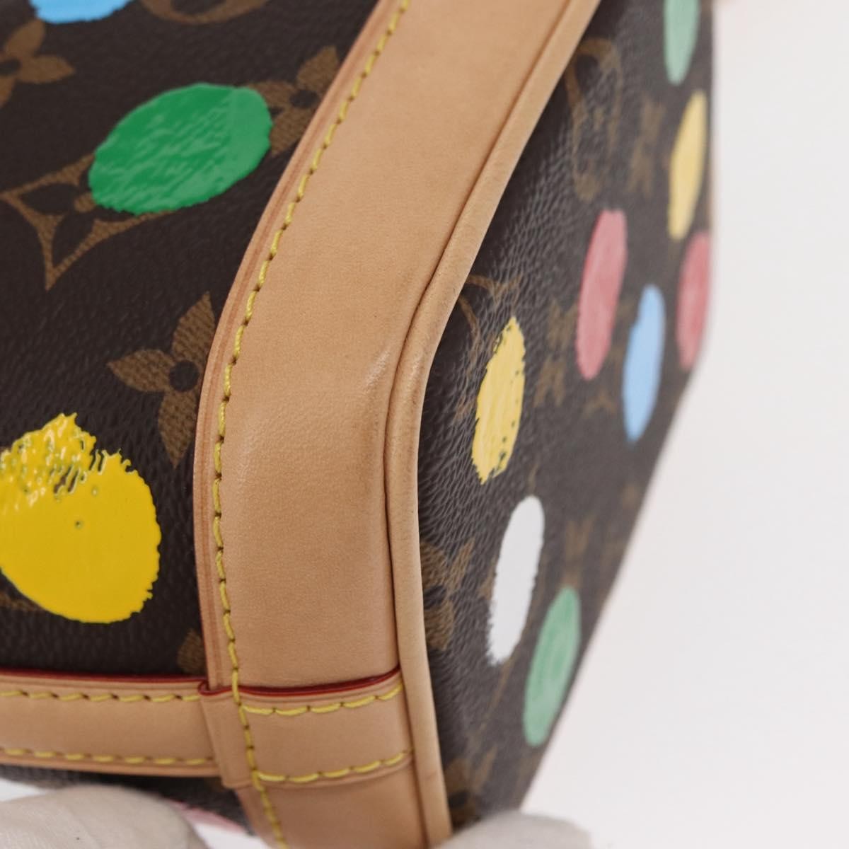 Louis Vuitton Noe Yayoi Kusama Painted Dots Monogram Canvas Brown Canvas Handbag (Pre-Owned)