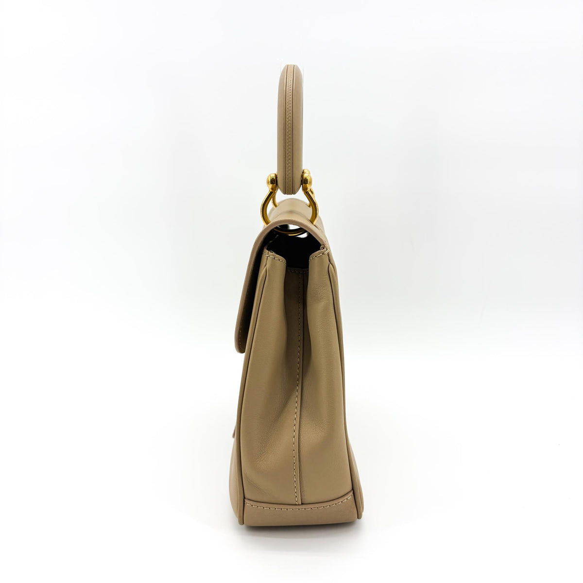 Burberry Dk88 Top Handle Leather Beige Leather Handbag (Pre-Owned)