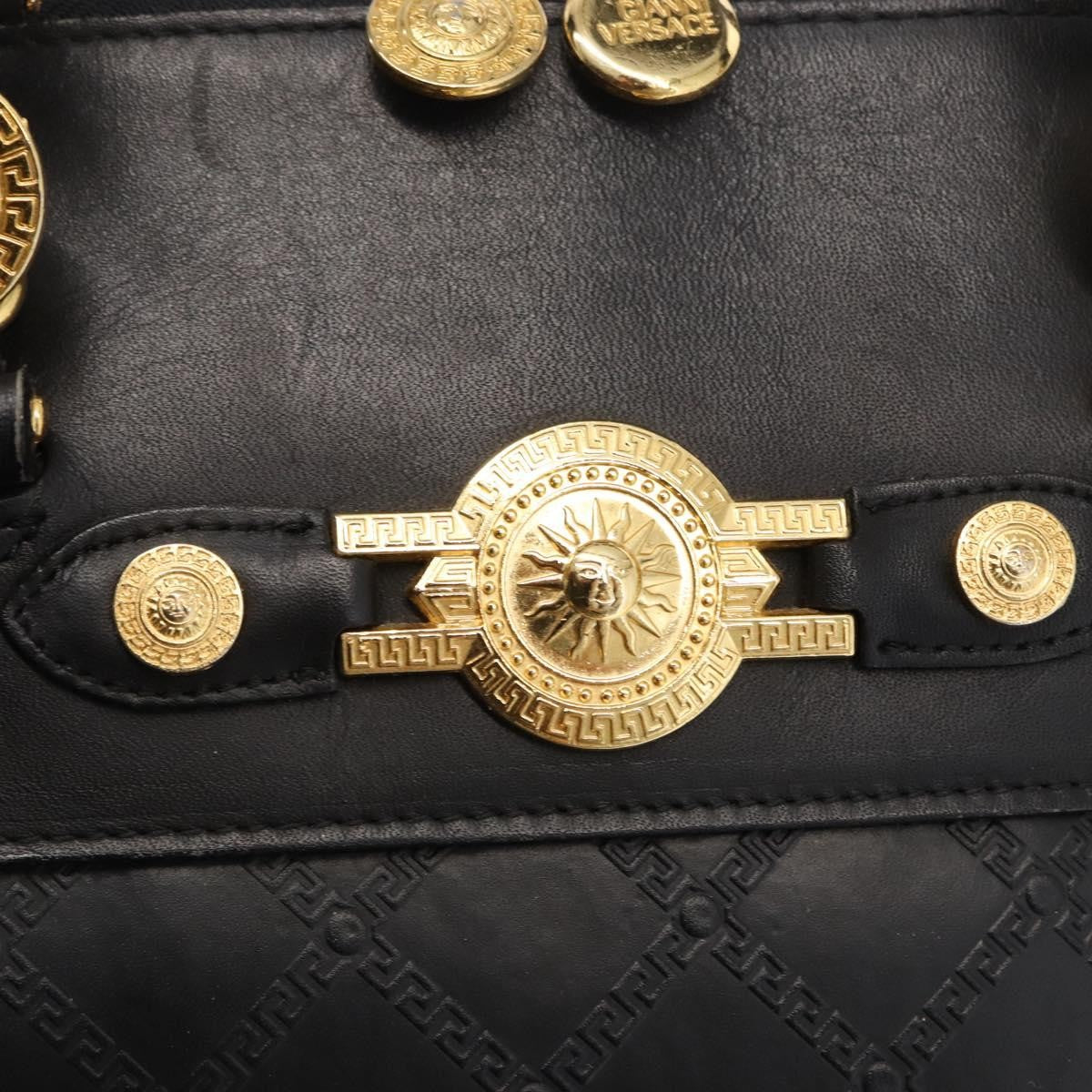 Versace Vintage Sun Duffle Embossed Leather Yellow Leather Handbag (Pre-Owned)