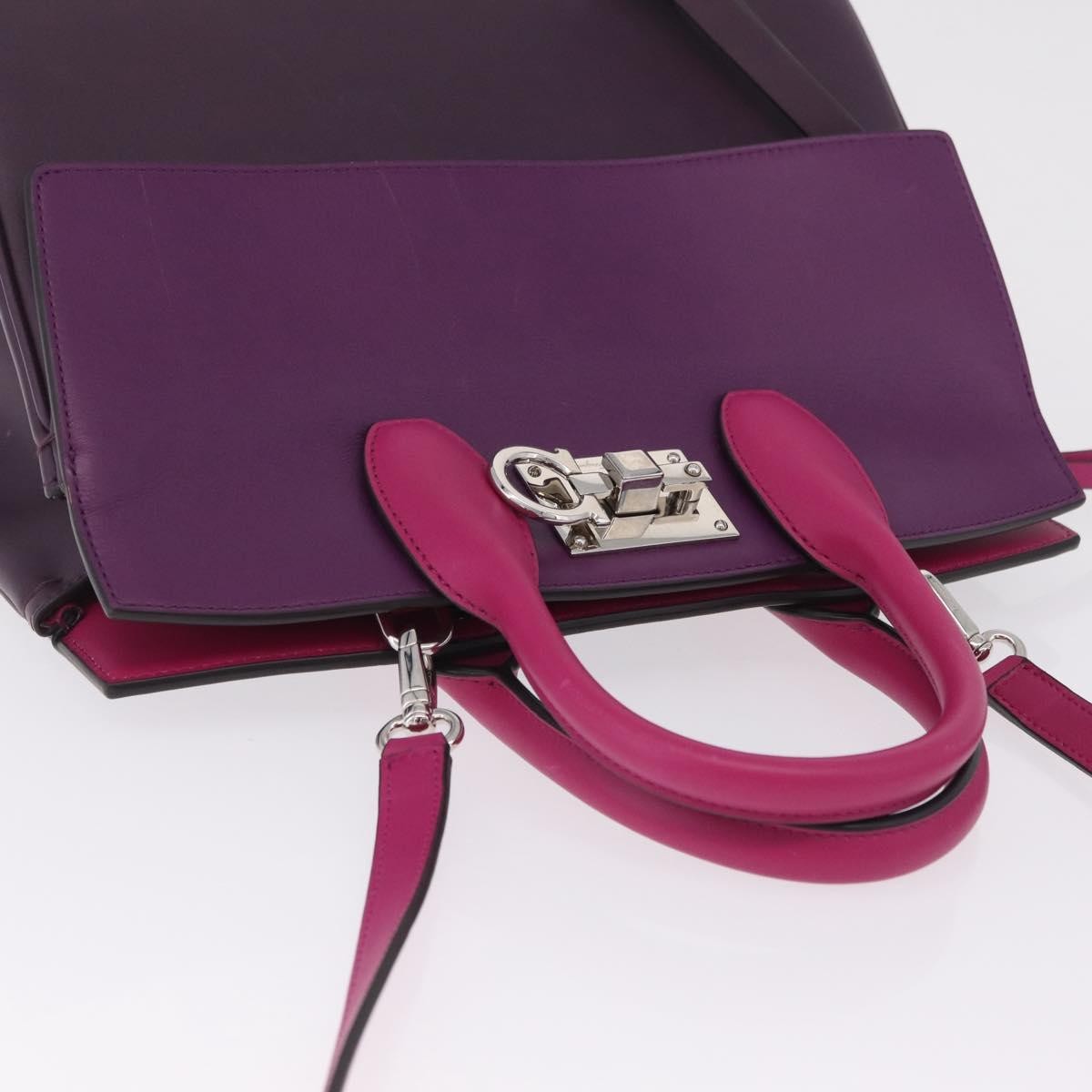 Salvatore Ferragamo Studio Satchel Leather Purple Leather Handbag (Pre-Owned)