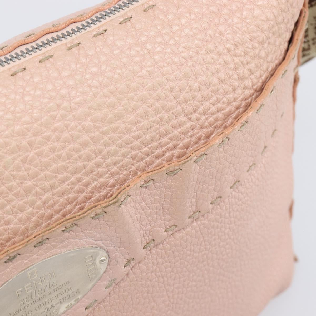Fendi Vintage Selleria Zip Messenger Leather Pink Leather Handbag (Pre-Owned)