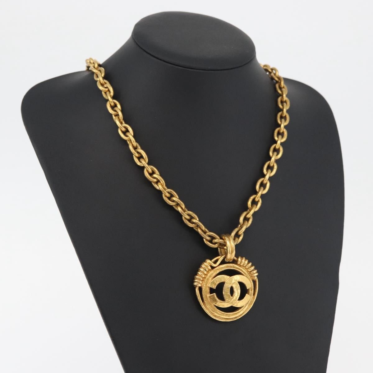 Chanel Cc Pendant Metal Gold Metal Necklace Jewelry (Pre-Owned)