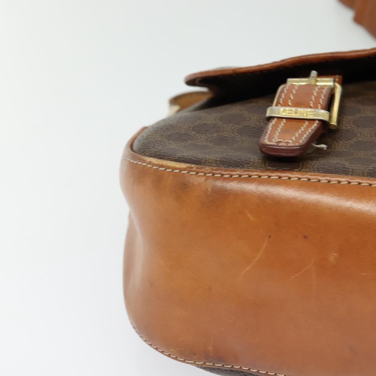 Celine Vintage Macadam Canvas And Leather Brown Canvas Shoulder Bag Bag (Pre-Owned)