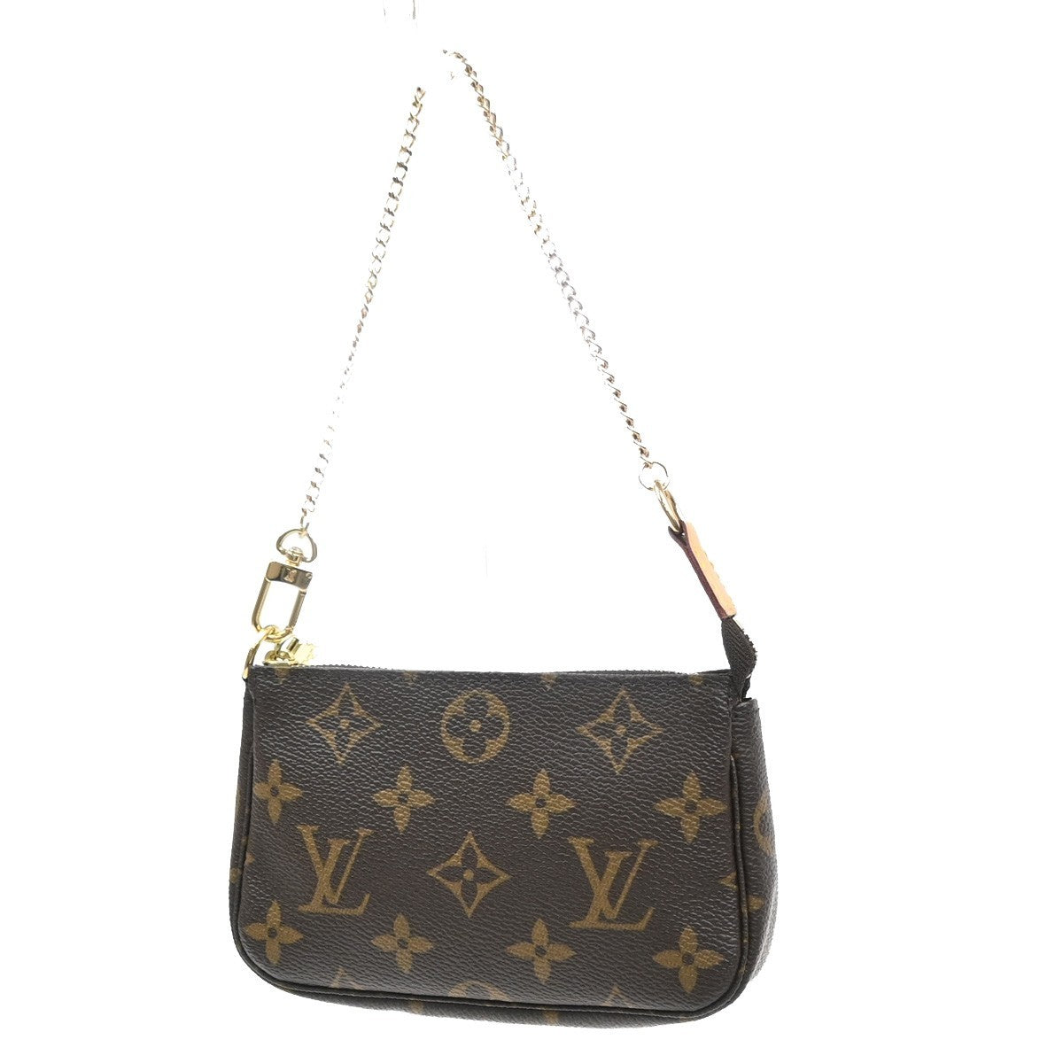 Louis Vuitton Mini Pochette Accessoires Canvas Brown Leather Clutche & Pouche Bag (Pre-Owned)