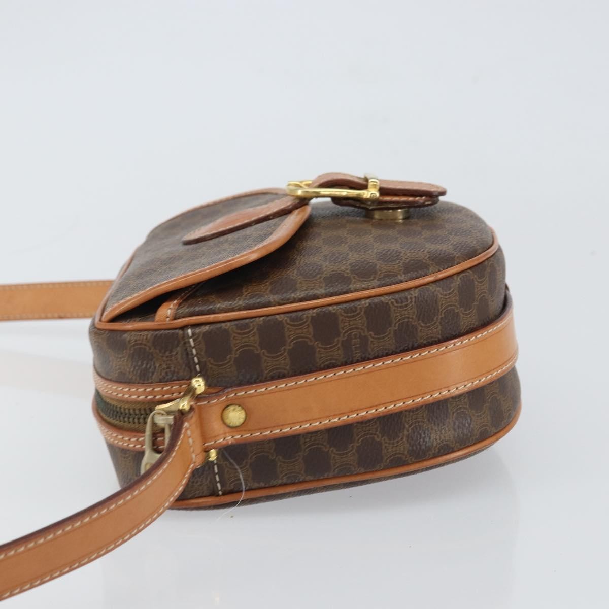 Celine Vintage Macadam Canvas And Leather Brown Canvas Shoulder Bag Bag (Pre-Owned)
