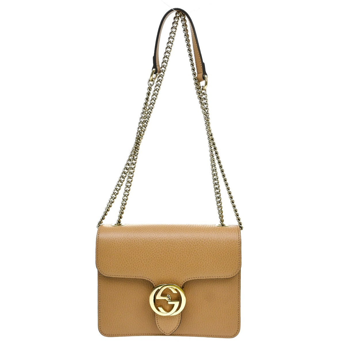 Gucci Interlocking Leather Beige Leather Shoulder Bag Bag (Pre-Owned)