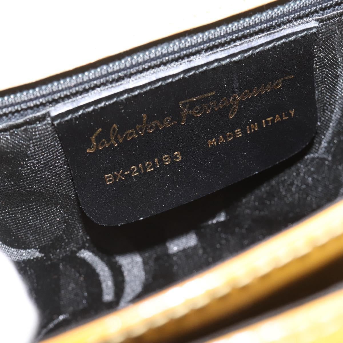Salvatore Ferragamo Gancini Patent Leather Yellow Patent_Leather Handbag (Pre-Owned)