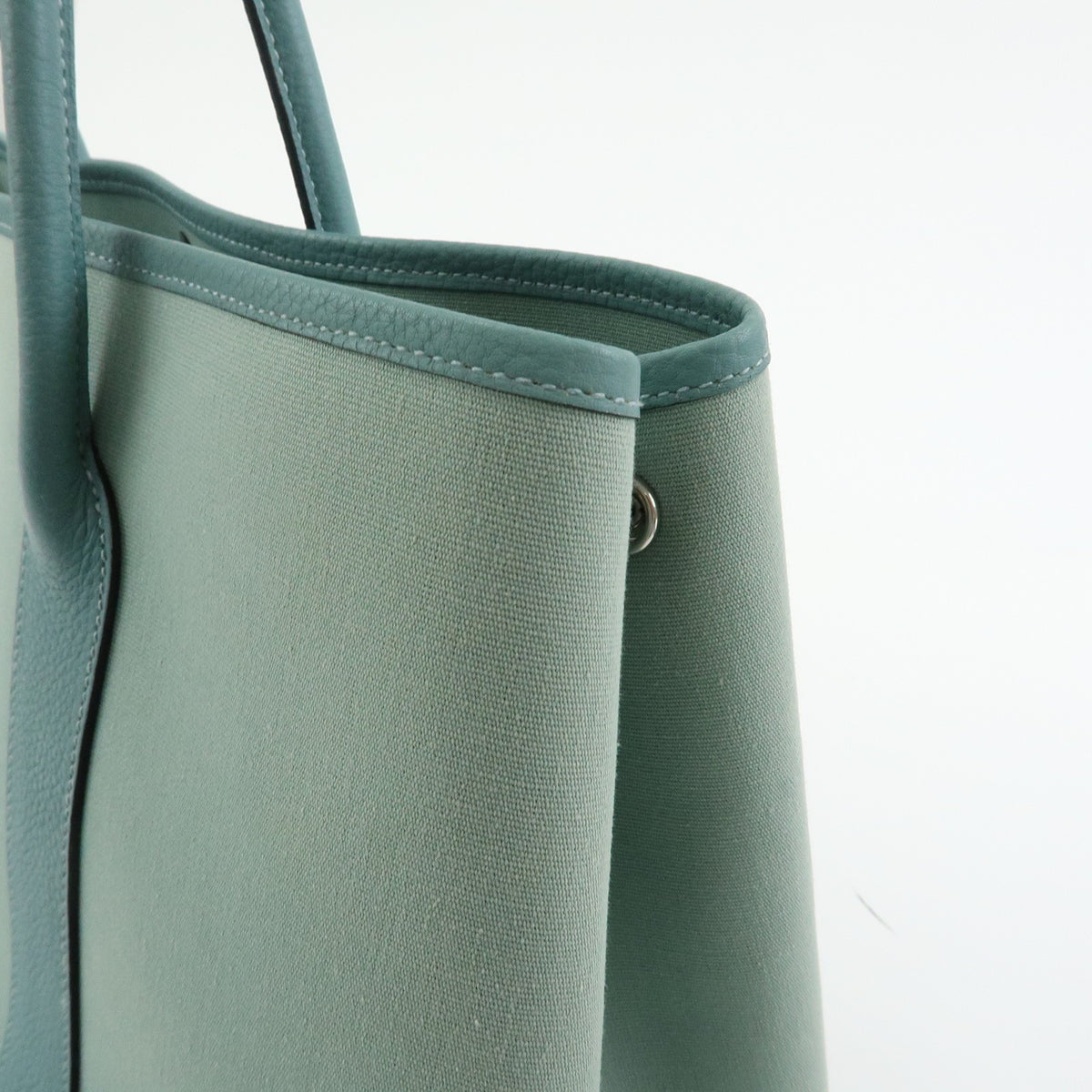 Hermes Garden Party Toile And Leather Green Canvas Tote Bag Bag (Pre-Owned)