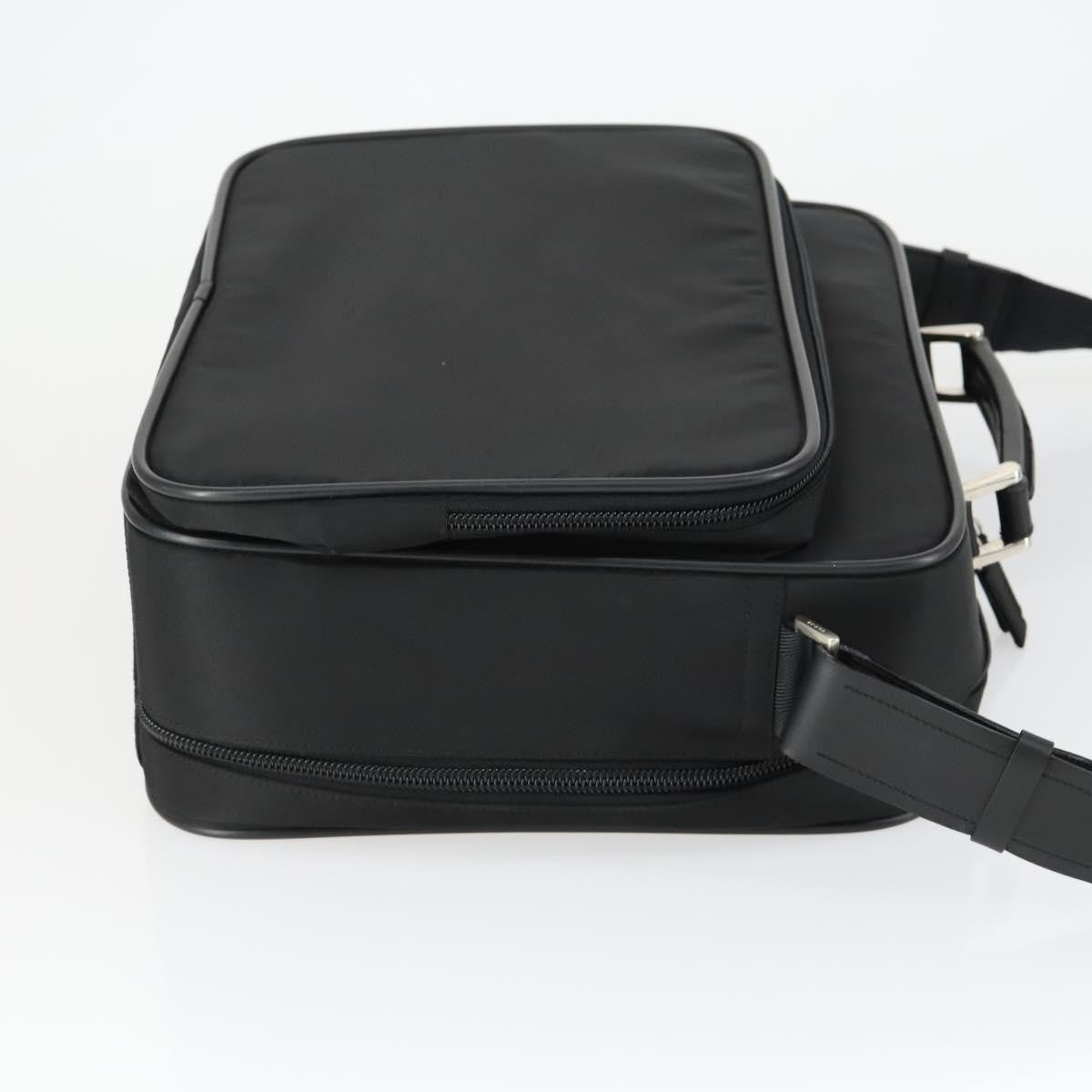 Prada Convertible Front Pocket Tessuto With Saffiano Leather Black Nylon Briefcase Bag (Pre-Owned)