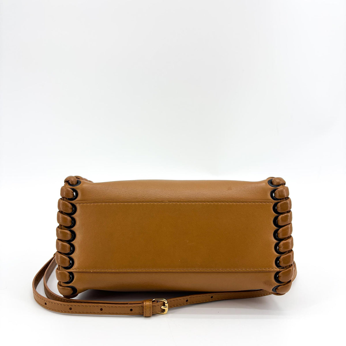Fendi Peekaboo Whipstitch Leather Brown Leather Handbag (Pre-Owned)