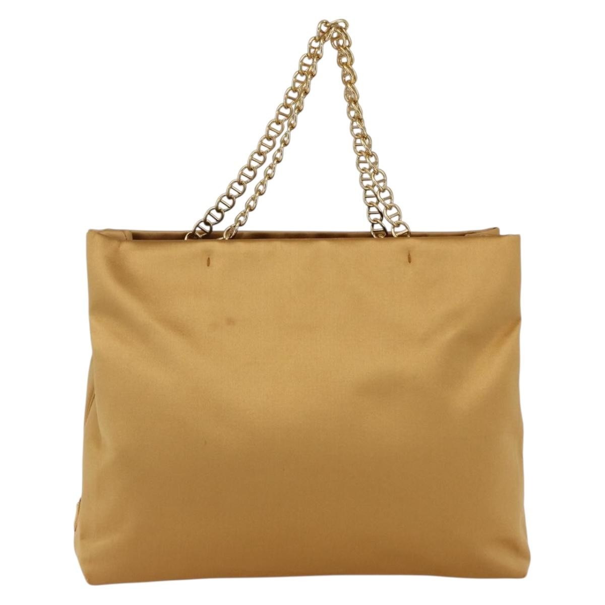 Prada Chain Satin Gold Satin Shoulder Bag Bag (Pre-Owned)