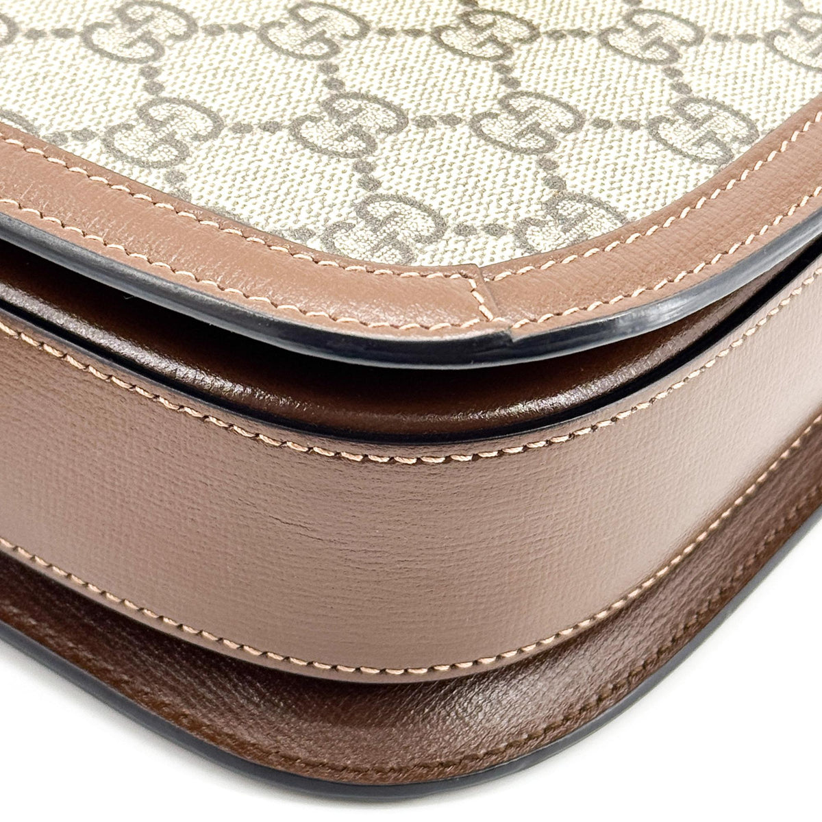 Gucci Horsebit 1955 Gg Coated Canvas With Leather Brown Canvas Shoulder Bag Bag (Pre-Owned)