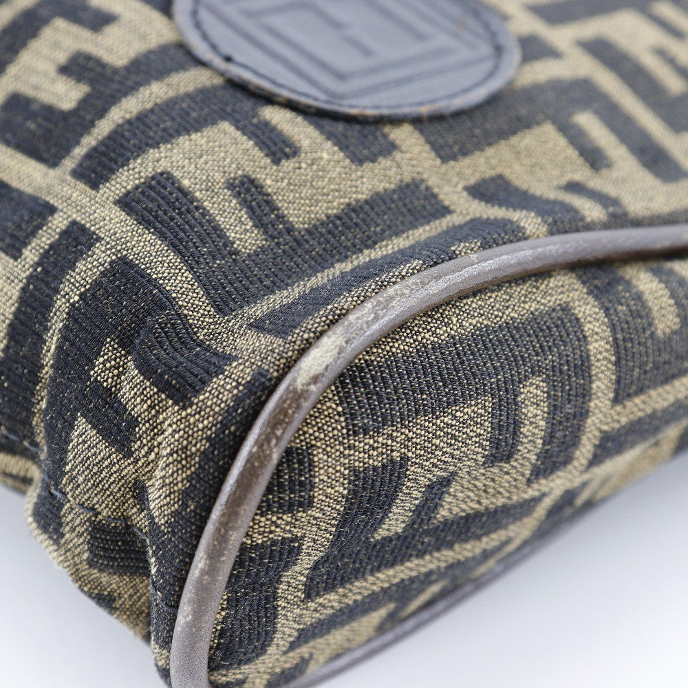 Fendi Logo Zucca Zucca Brown Canvas Shoulder Bag Bag (Pre-Owned)