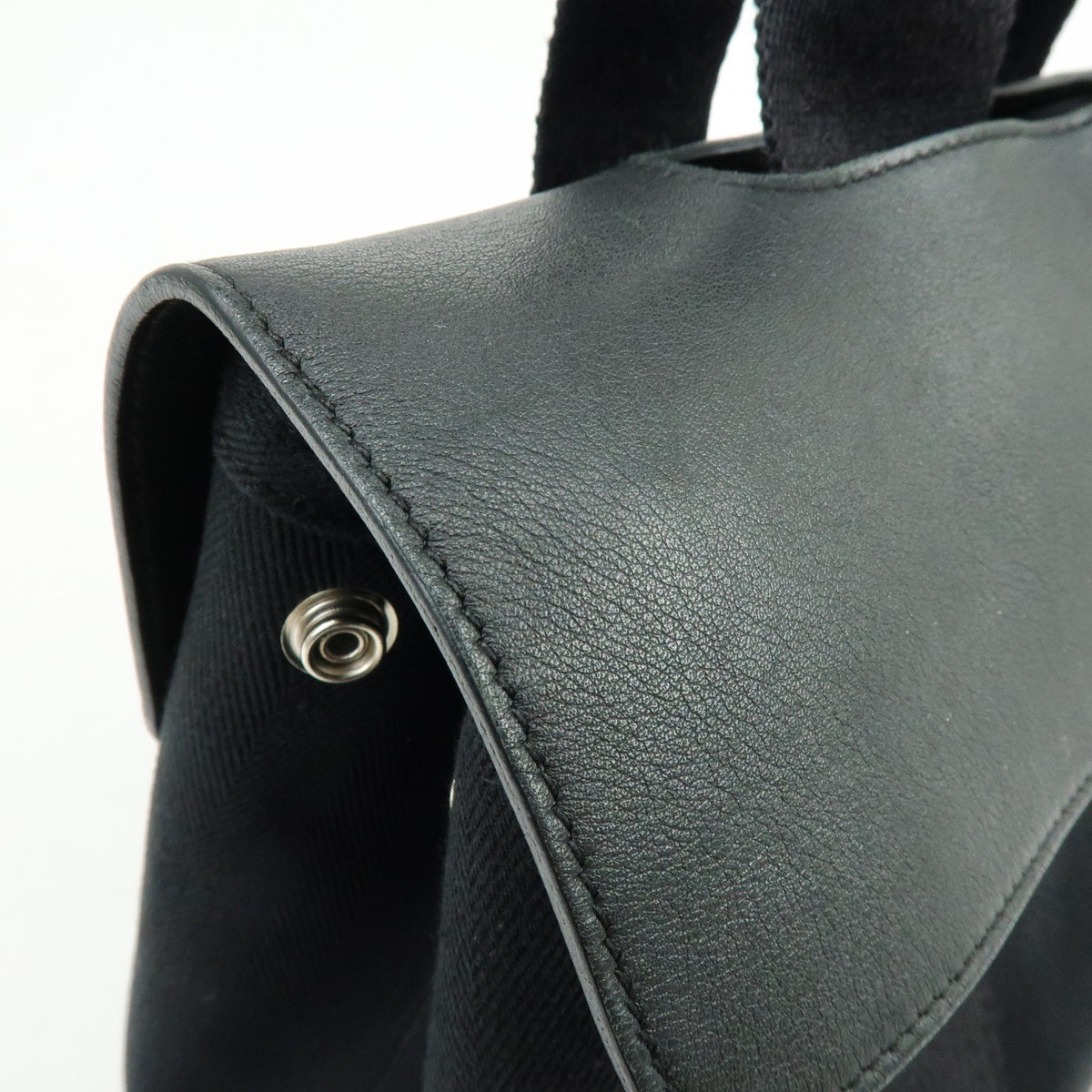 Hermes Valparaiso Toile And Leather Black Canvas Handbag (Pre-Owned)