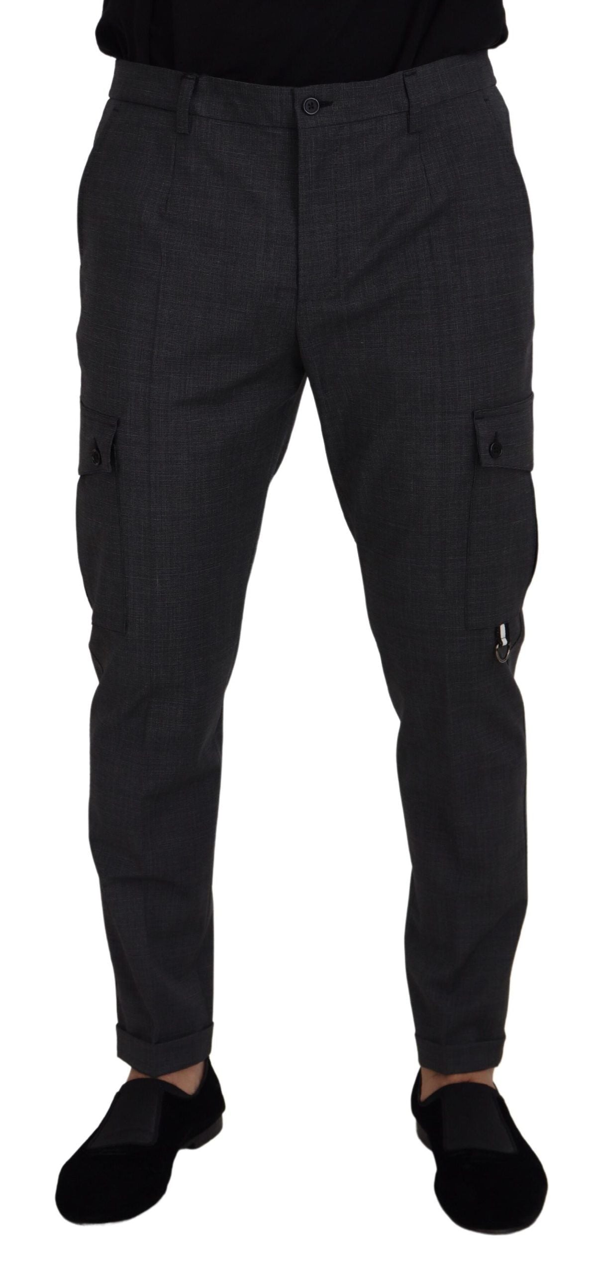 Dolce & Gabbana Elegant Checkered Slim Fit Cargo Men's Pants
