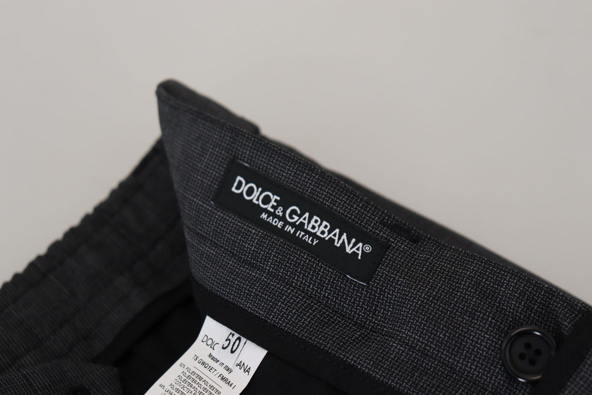 Dolce & Gabbana Gray Checked Cargo Trousers Stretch Men's Pants