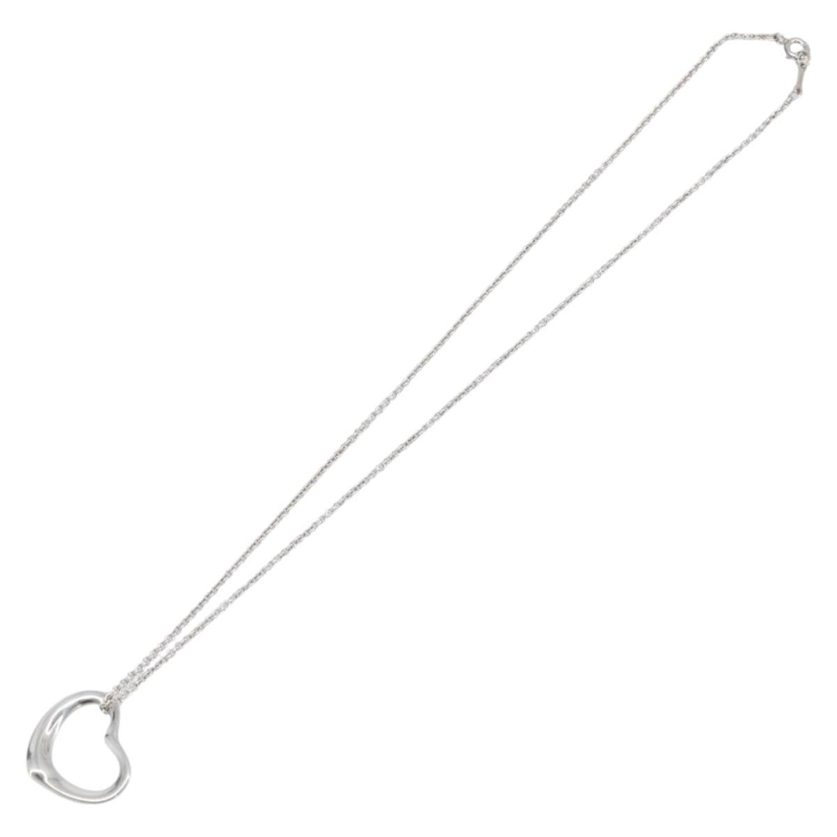 Tiffany & Co. Elsa Peretti Open Heart Pendant Sterling Silver Silver Silver Necklace Jewelry (Pre-Owned)