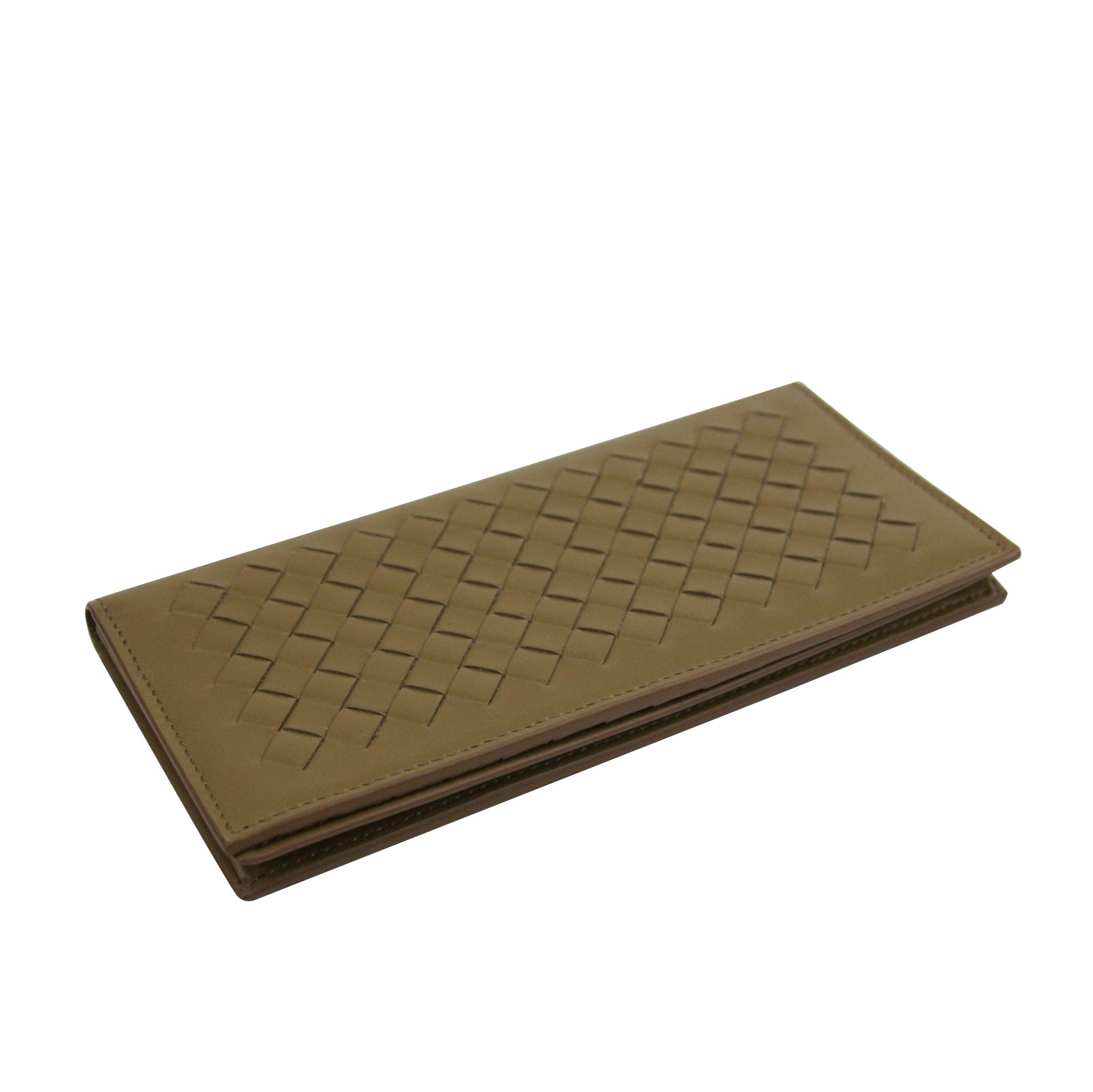 Bottega Veneta Men's Woven Long Light Brown Leather Bifold Wallet 390878 2314