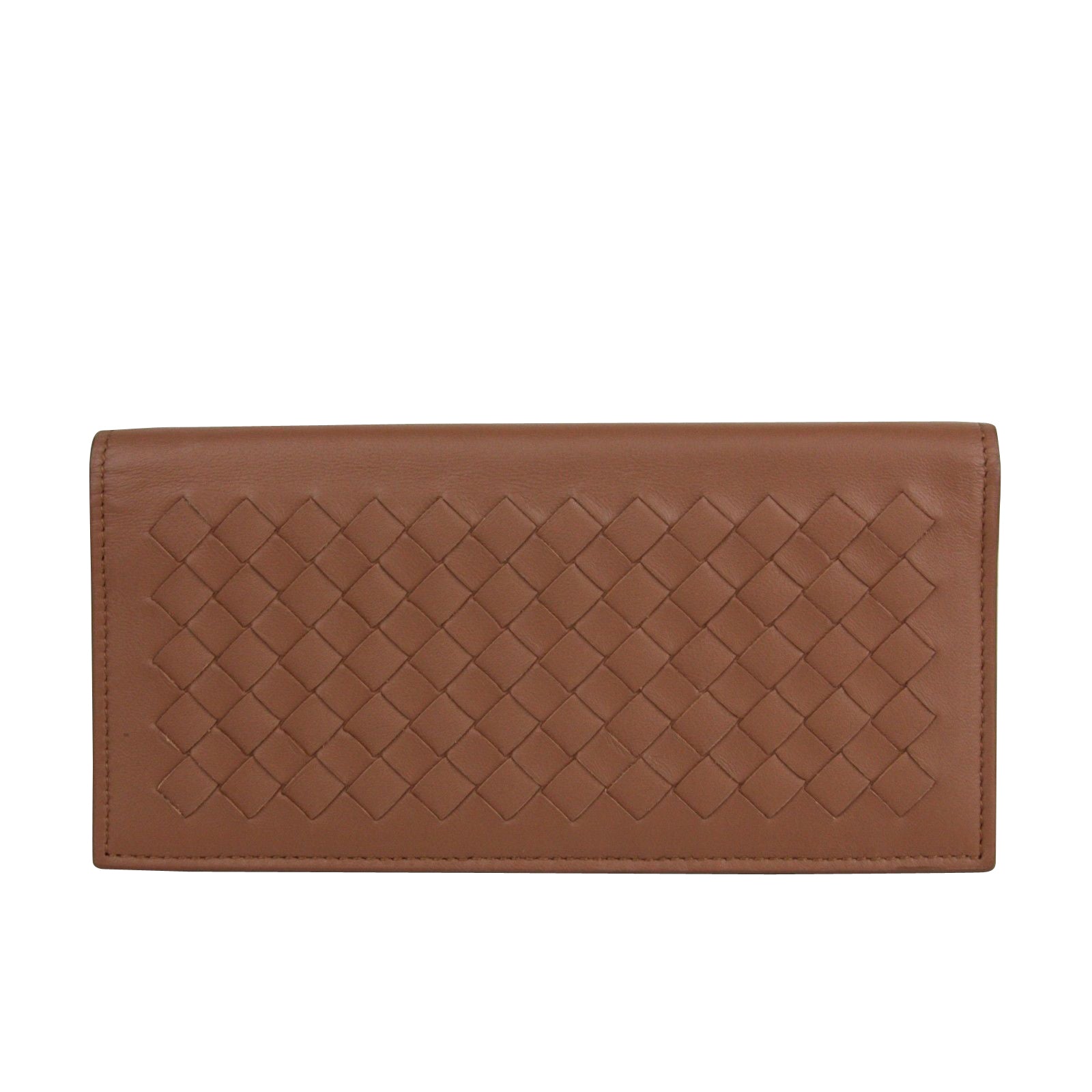 Bottega Veneta Men's Woven Brown Medium Leather Long Bifold Wallet 390878 2531