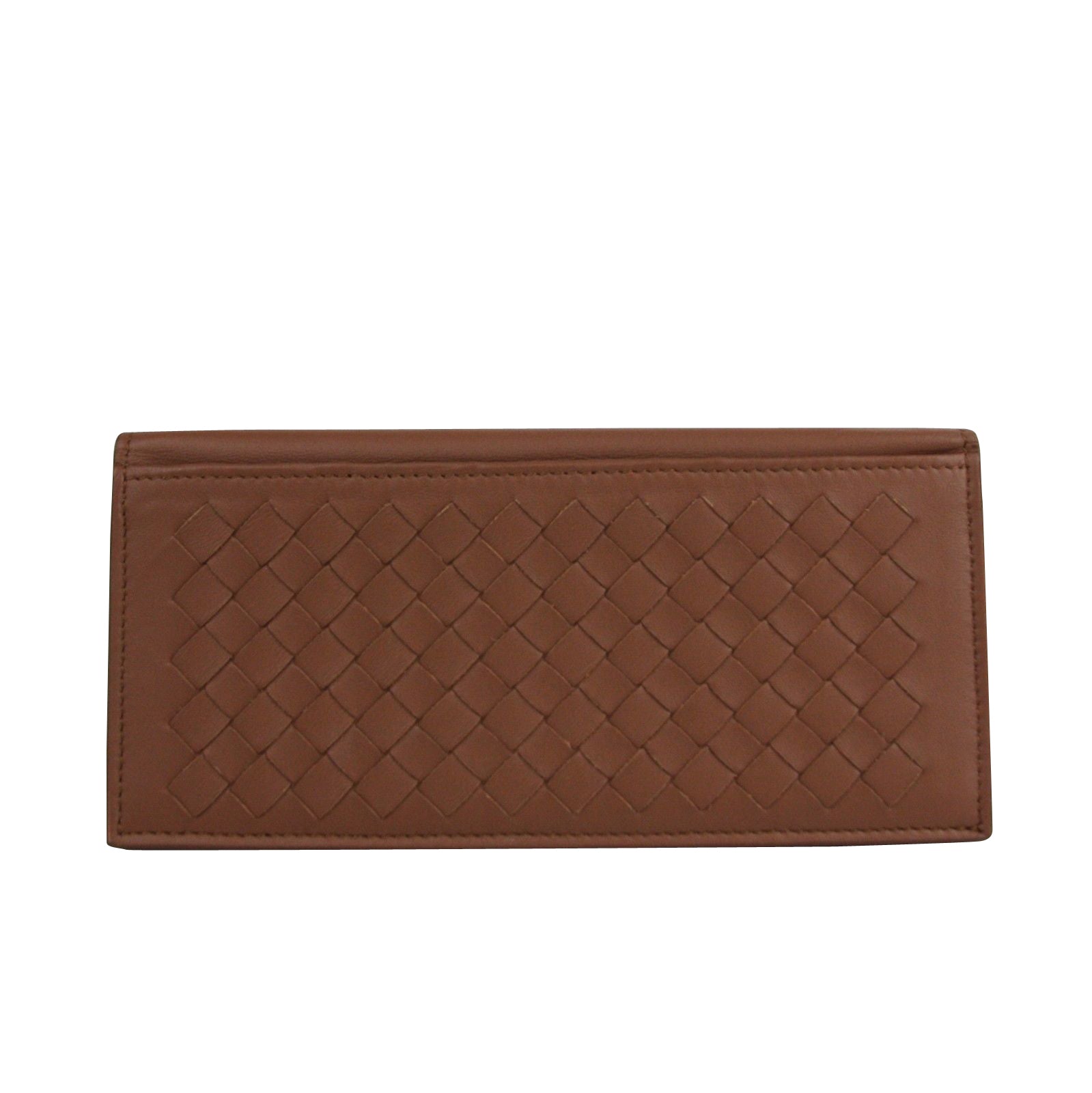 Bottega Veneta Men's Woven Brown Medium Leather Long Bifold Wallet 390878 2531