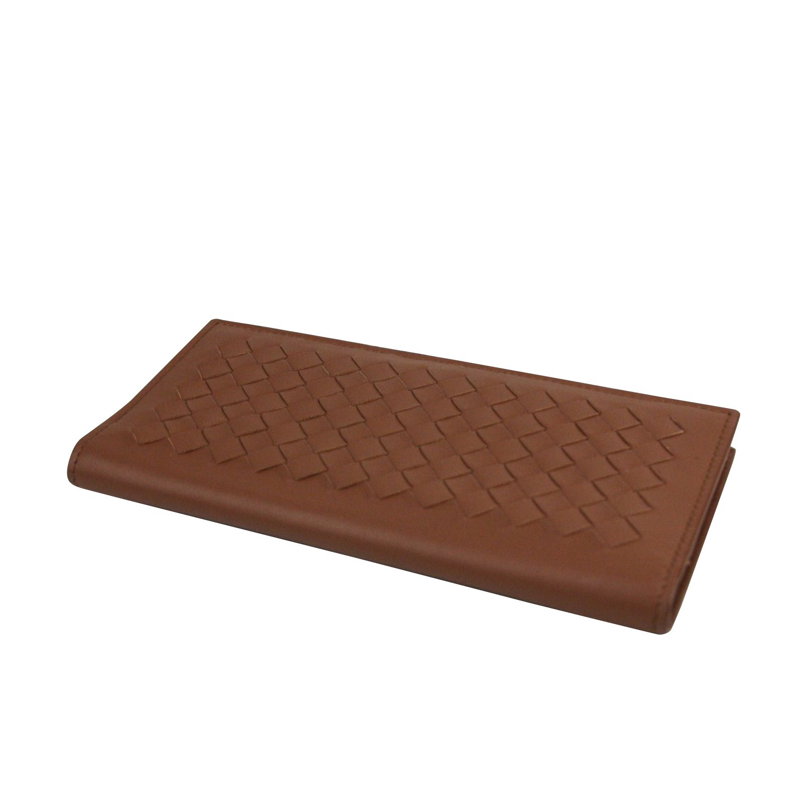 Bottega Veneta Men's Woven Brown Medium Leather Long Bifold Wallet 390878 2531