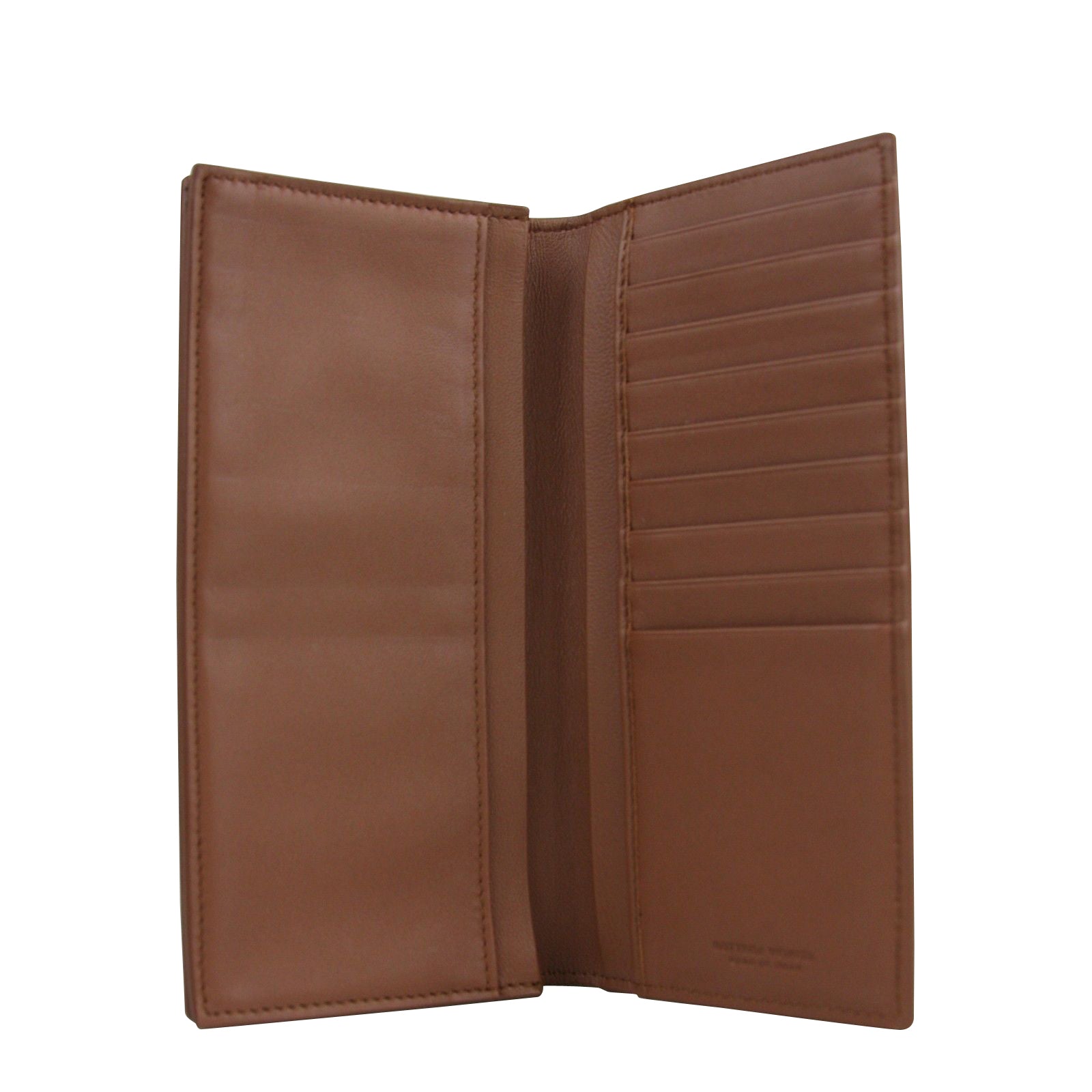 Bottega Veneta Men's Woven Brown Medium Leather Long Bifold Wallet 390878 2531