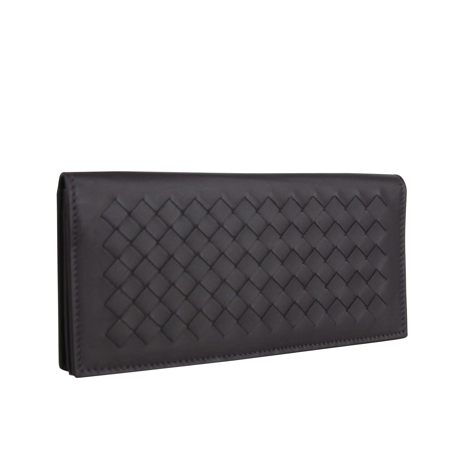 Bottega Veneta Men's Intercciaco Long Bifold Dark Plum Leather Wallet 390878 6017