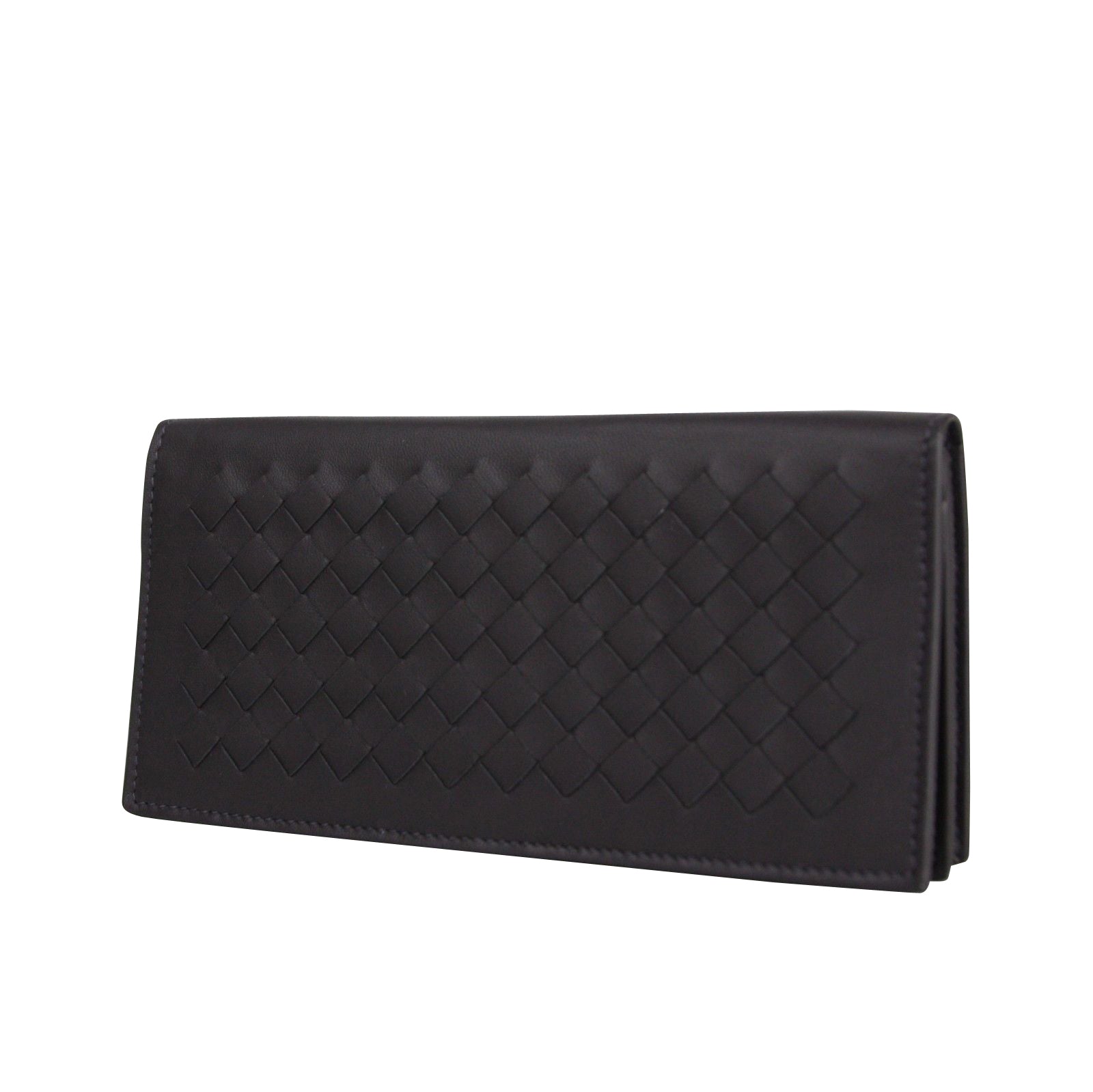 Bottega Veneta Men's Intercciaco Long Bifold Dark Plum Leather Wallet 390878 6017