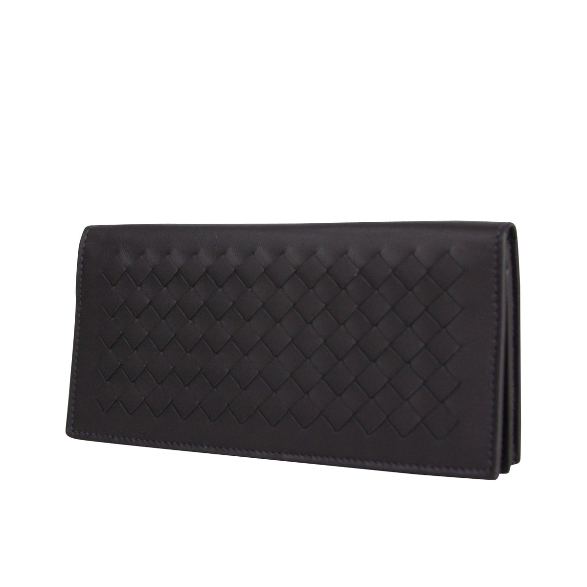 Bottega Veneta Men's Intercciaco Long Bifold Dark Plum Leather Wallet 390878 6017