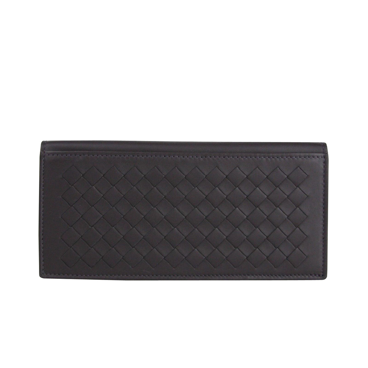 Bottega Veneta Men's Intercciaco Long Bifold Dark Plum Leather Wallet 390878 6017