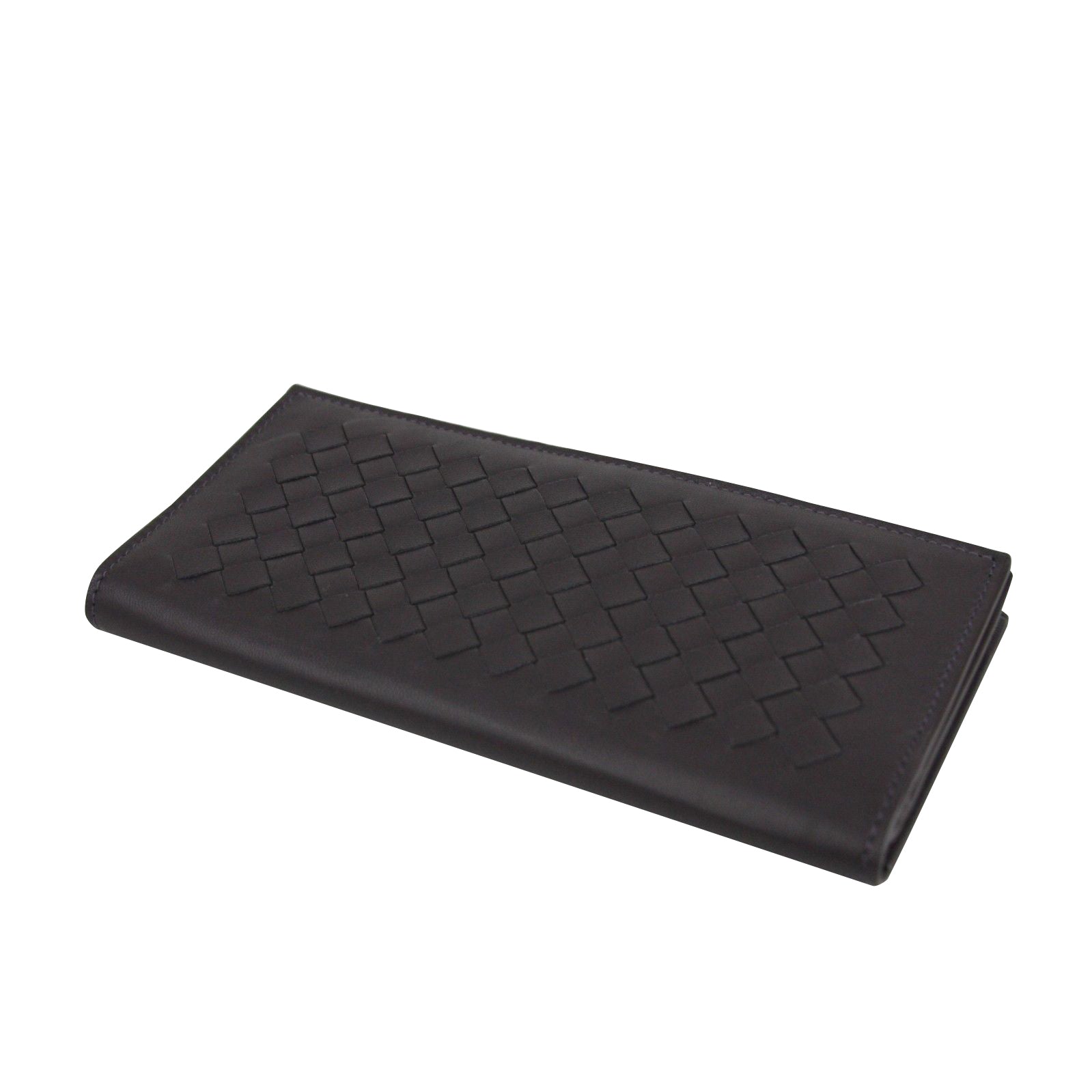 Bottega Veneta Men's Intercciaco Long Bifold Dark Plum Leather Wallet 390878 6017