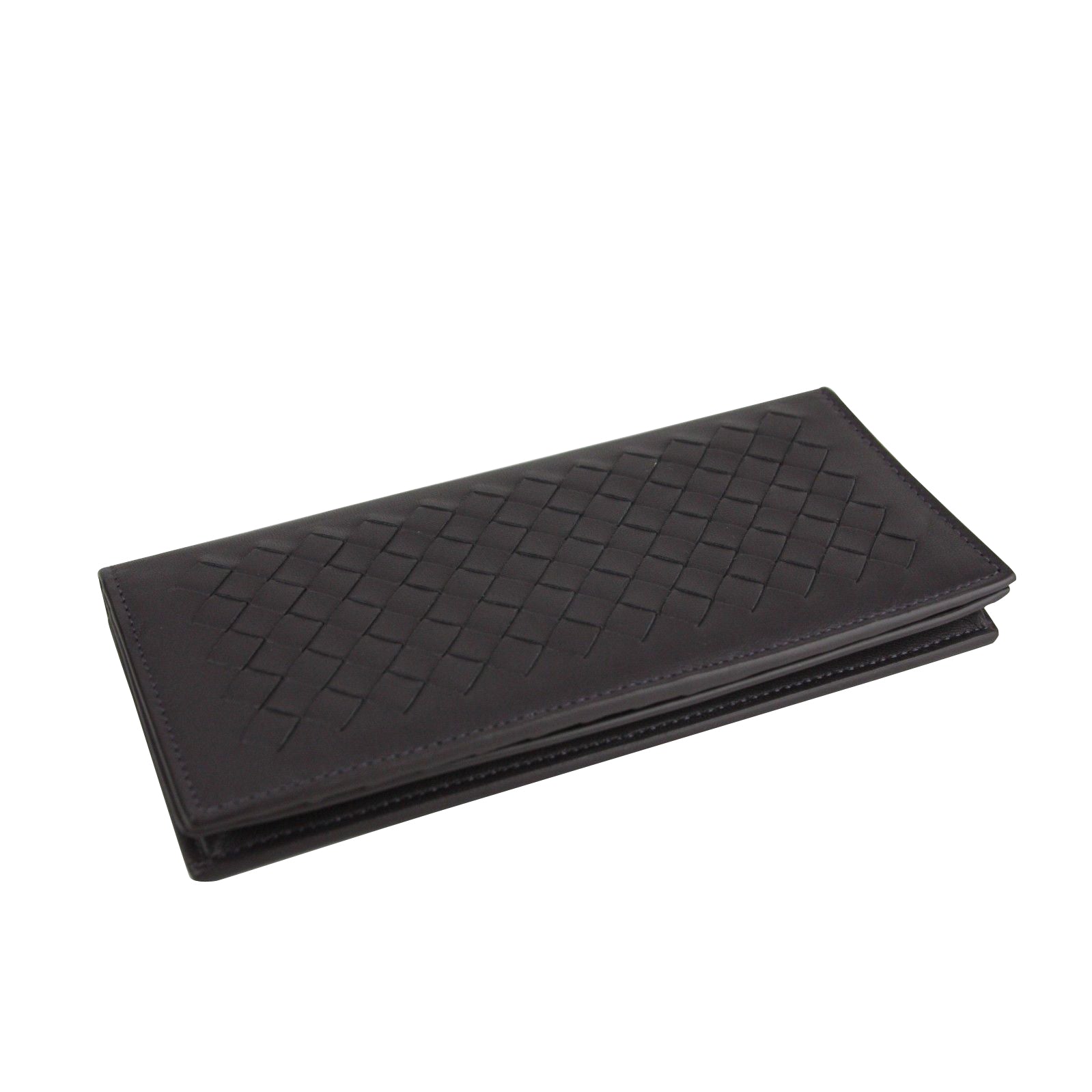 Bottega Veneta Men's Intercciaco Long Bifold Dark Plum Leather Wallet 390878 6017