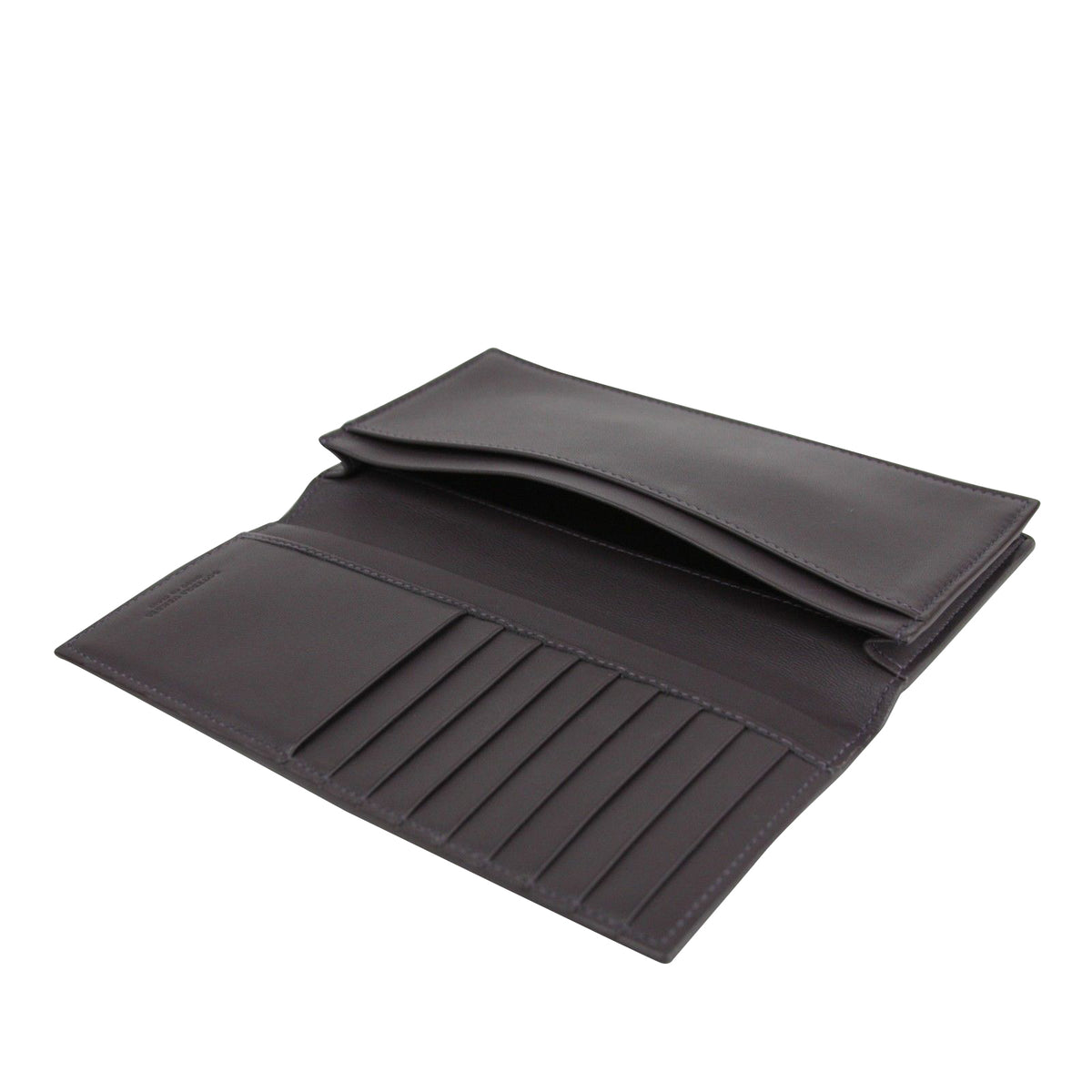 Bottega Veneta Men's Intercciaco Long Bifold Dark Plum Leather Wallet 390878 6017