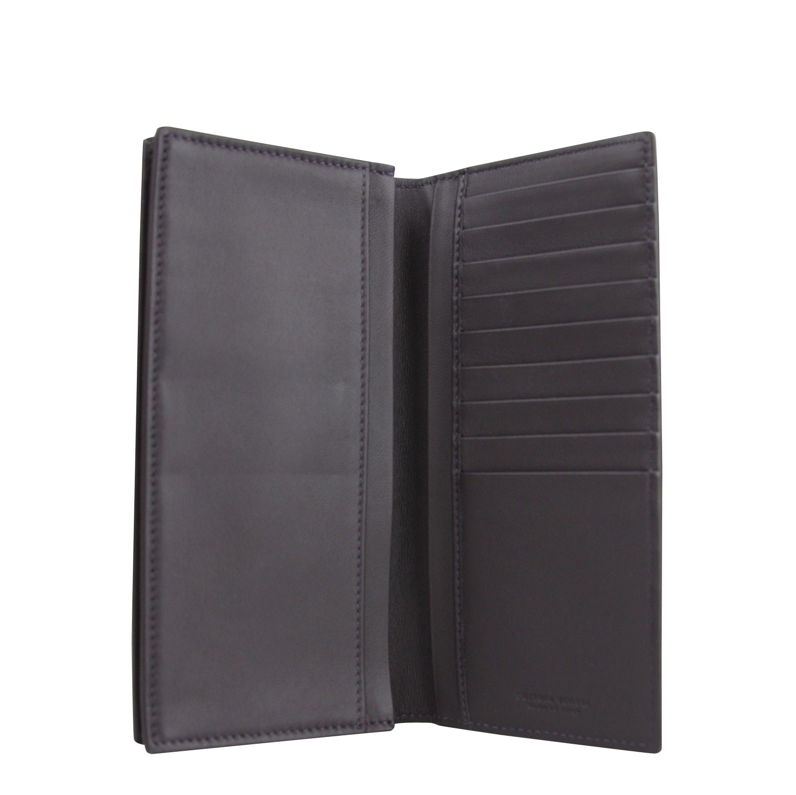 Bottega Veneta Men's Intercciaco Long Bifold Dark Plum Leather Wallet 390878 6017