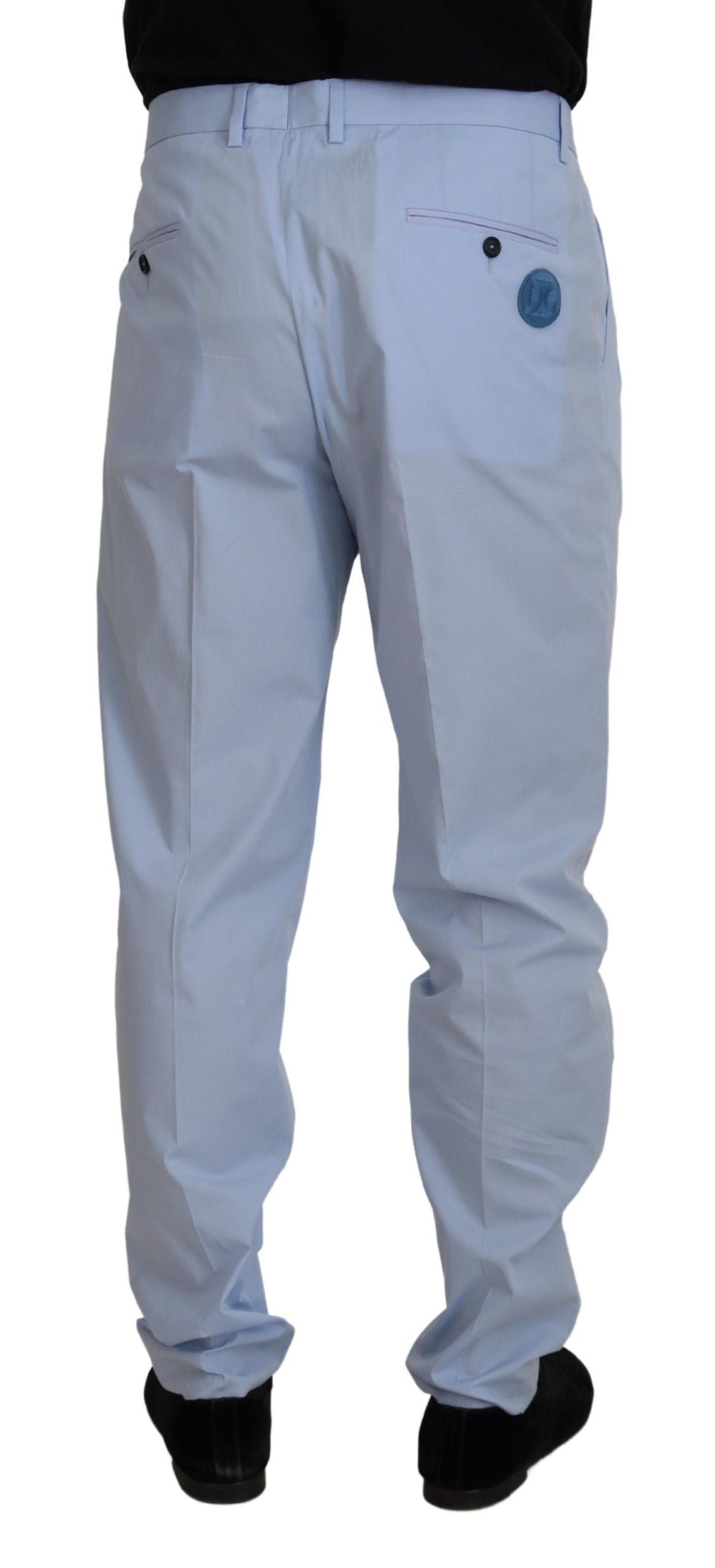 Dolce & Gabbana Blue Cotton Stretch Trousers Chinos Men's Pants