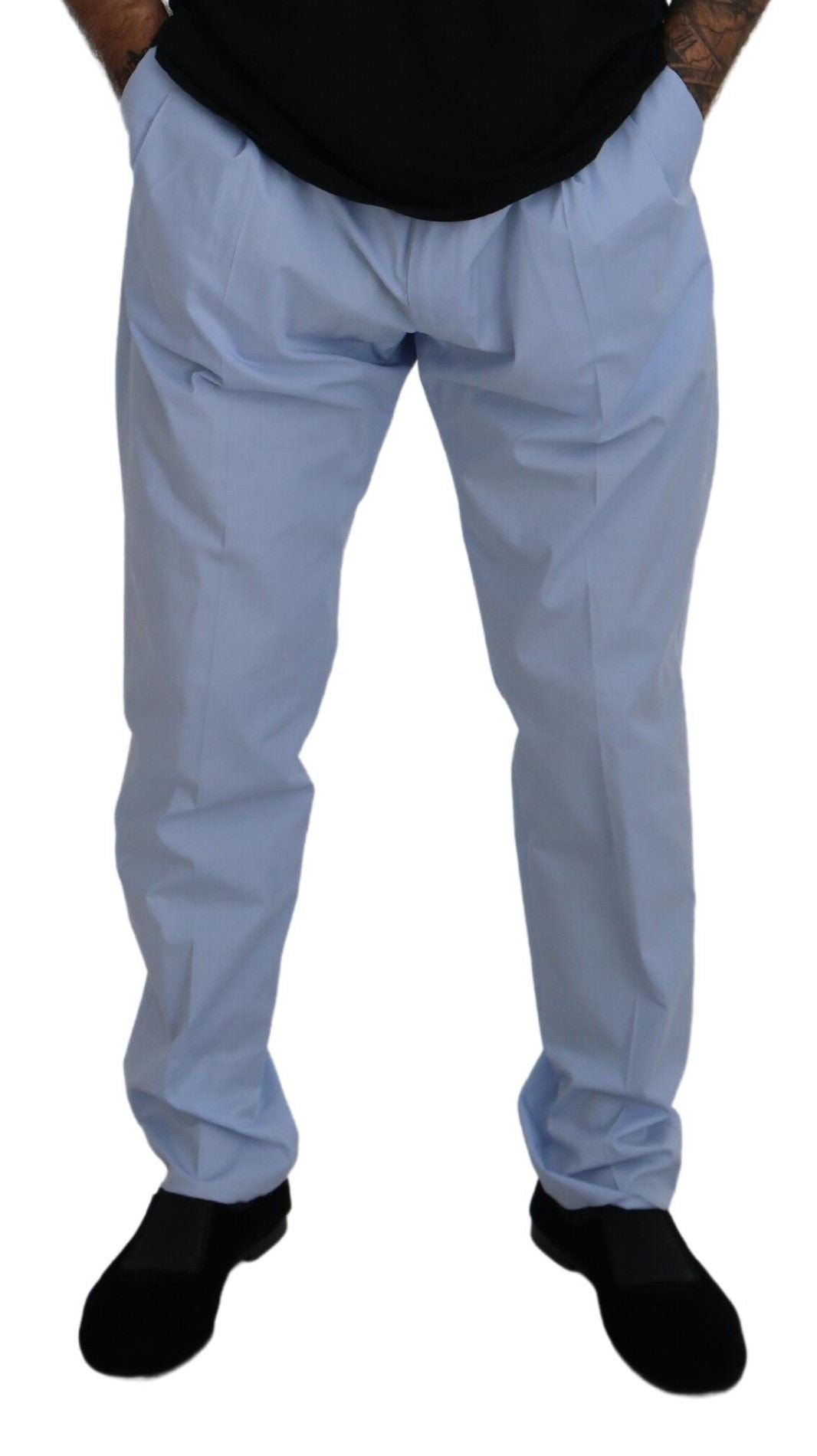 Dolce & Gabbana Blue Cotton Stretch Trousers Chinos Men's Pants