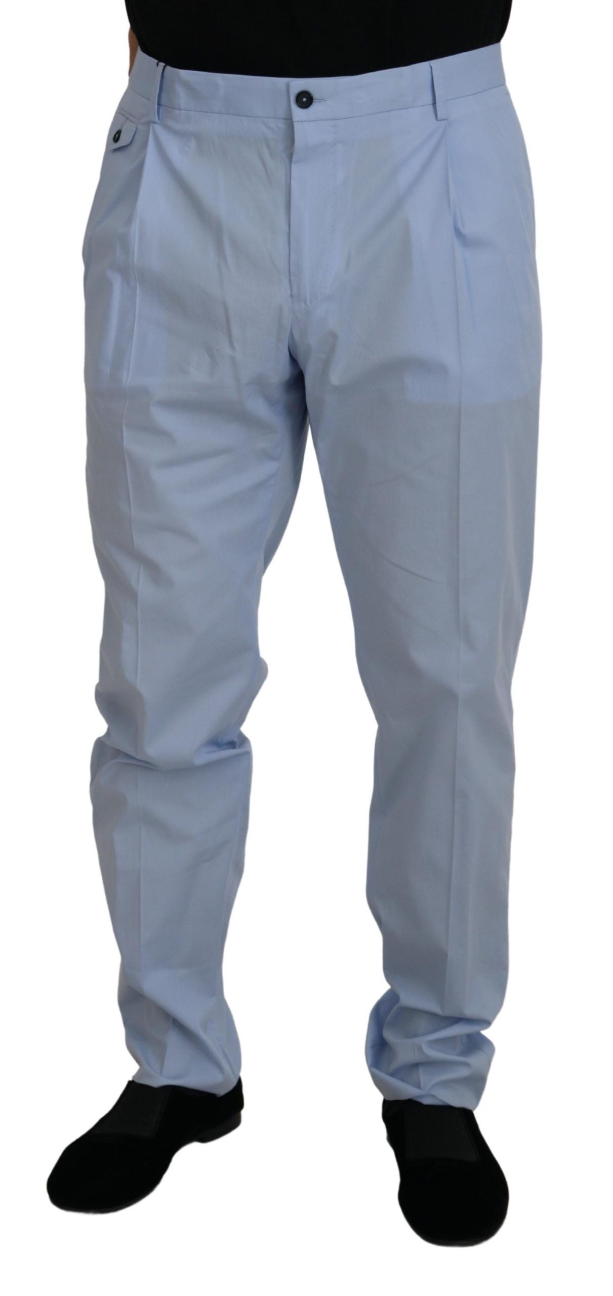 Dolce & Gabbana Blue Cotton Stretch Trousers Chinos Men's Pants