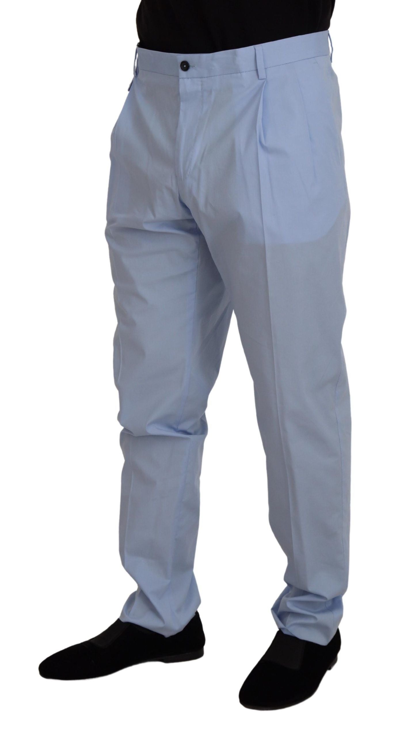 Dolce & Gabbana Blue Cotton Stretch Trousers Chinos Men's Pants
