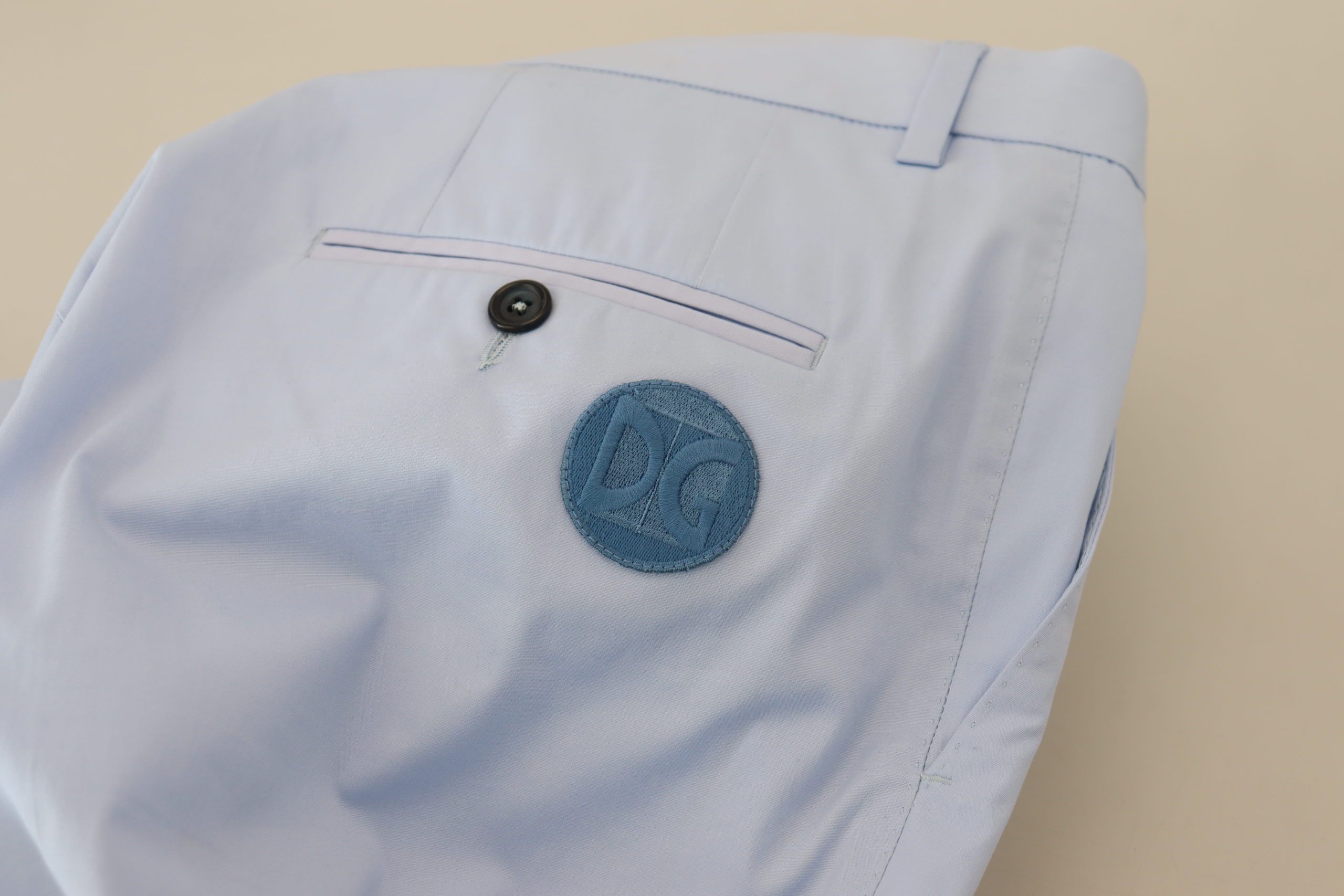 Dolce & Gabbana Blue Cotton Stretch Trousers Chinos Men's Pants