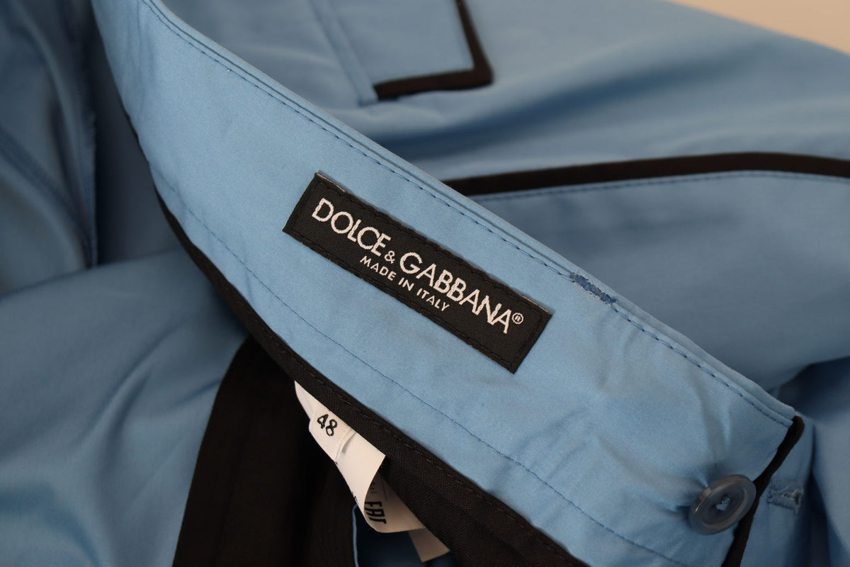 Dolce & Gabbana Blue Cotton Silk Trousers Chinos Men's Pants