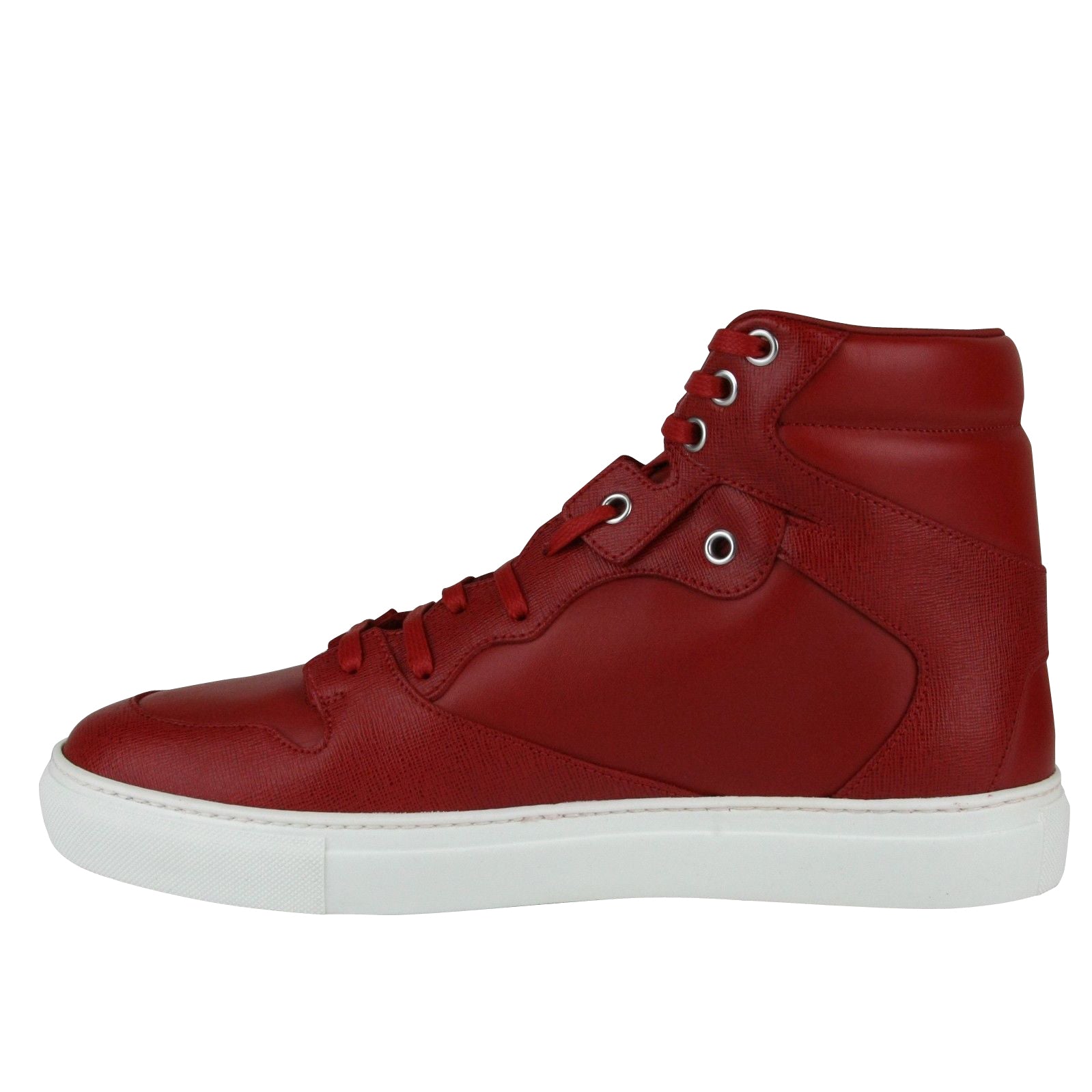 Balenciaga Men's Hi Top Dark Red Leather / Coated Canvas Sneaker