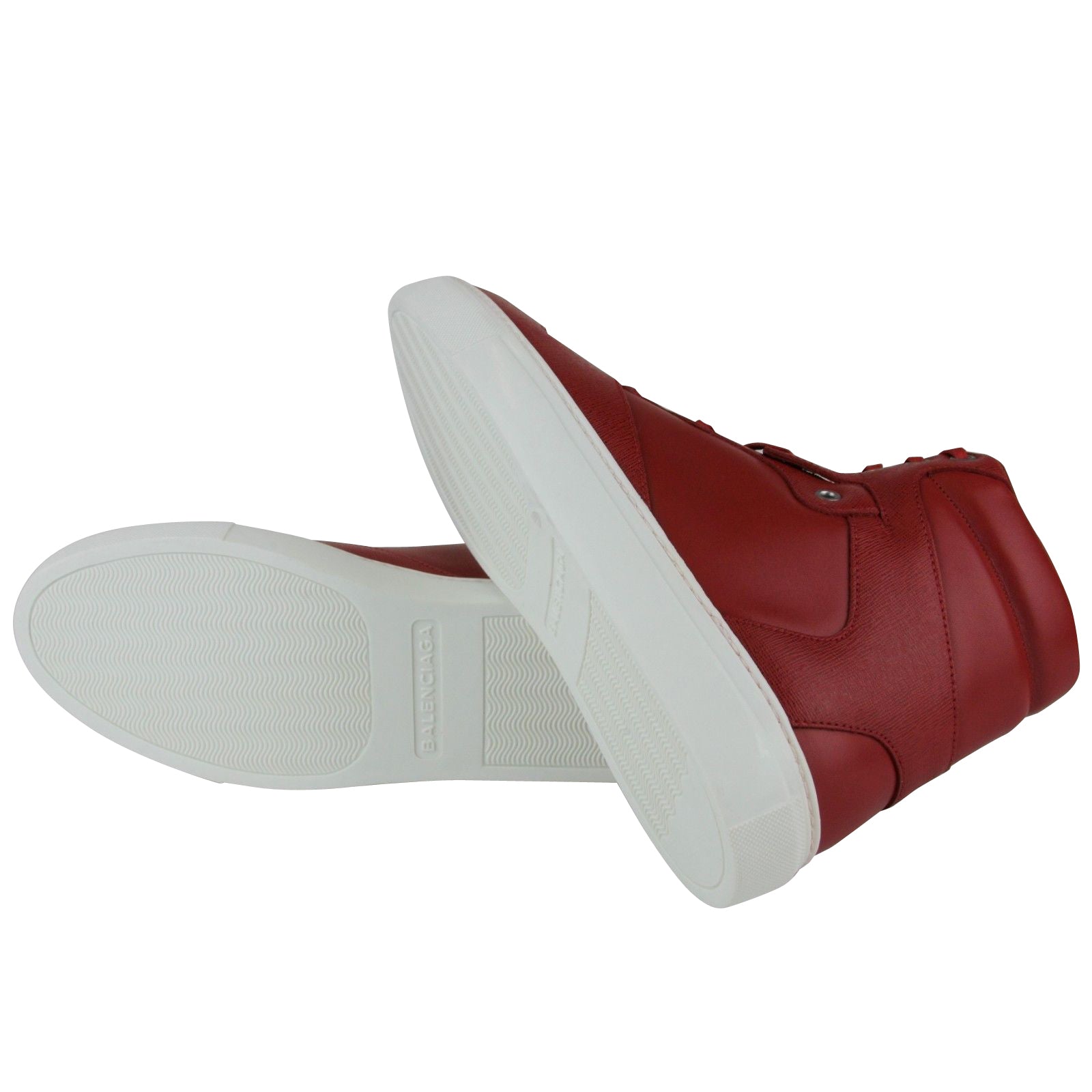 Balenciaga Men's Hi Top Dark Red Leather / Coated Canvas Sneaker